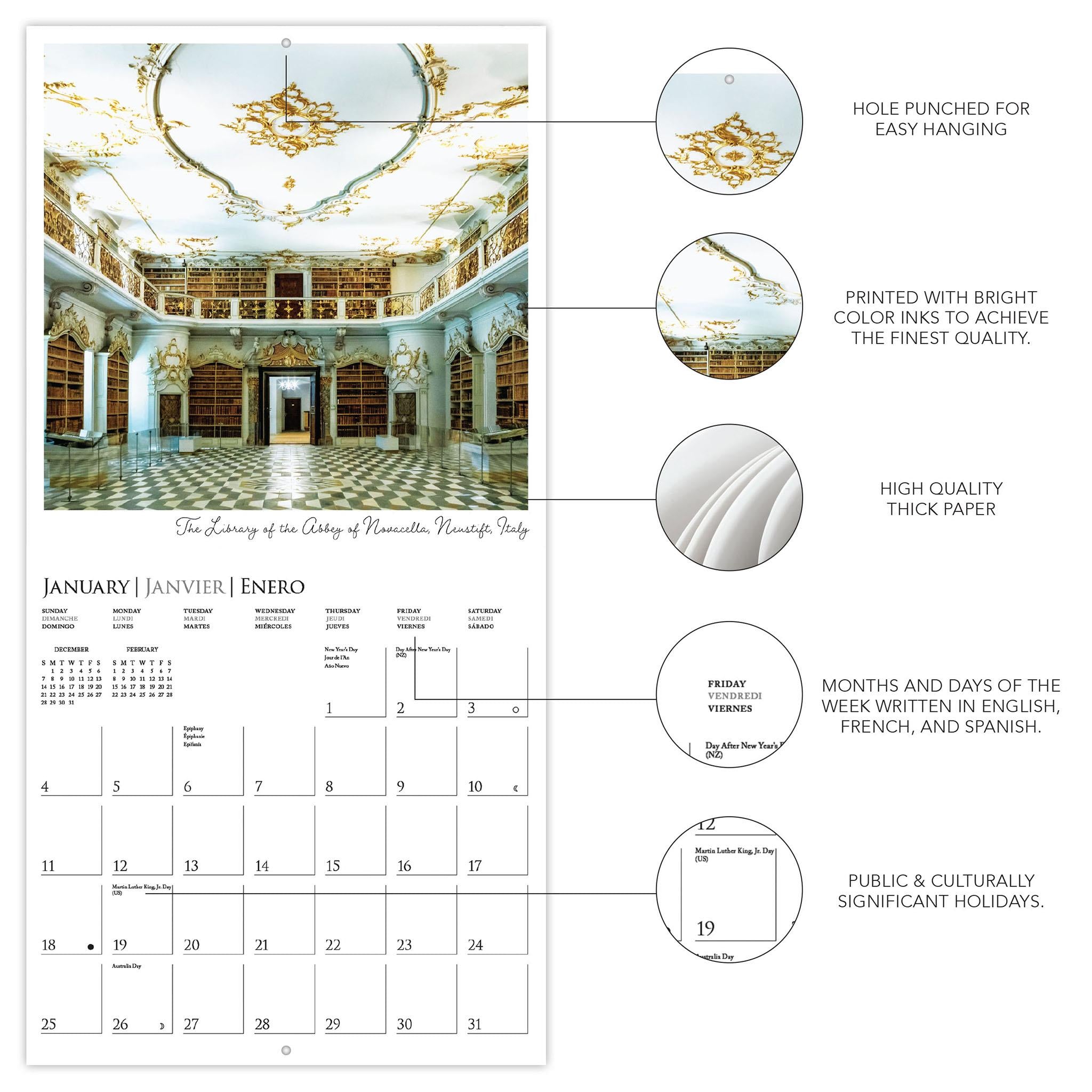 Calendrier mural des bibliothèques 2026