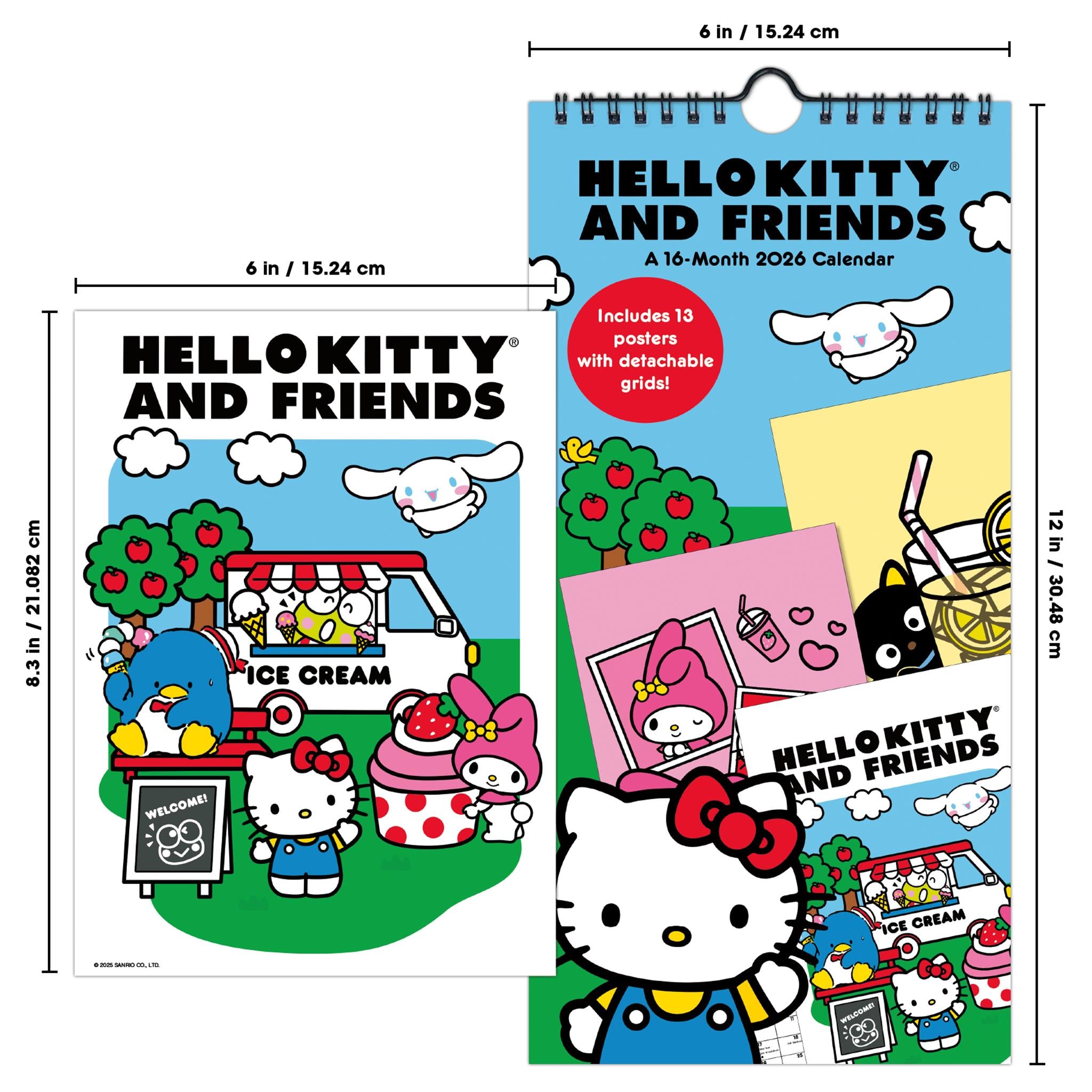 Calendrier mini-poster Hello Kitty et ses amis 2026