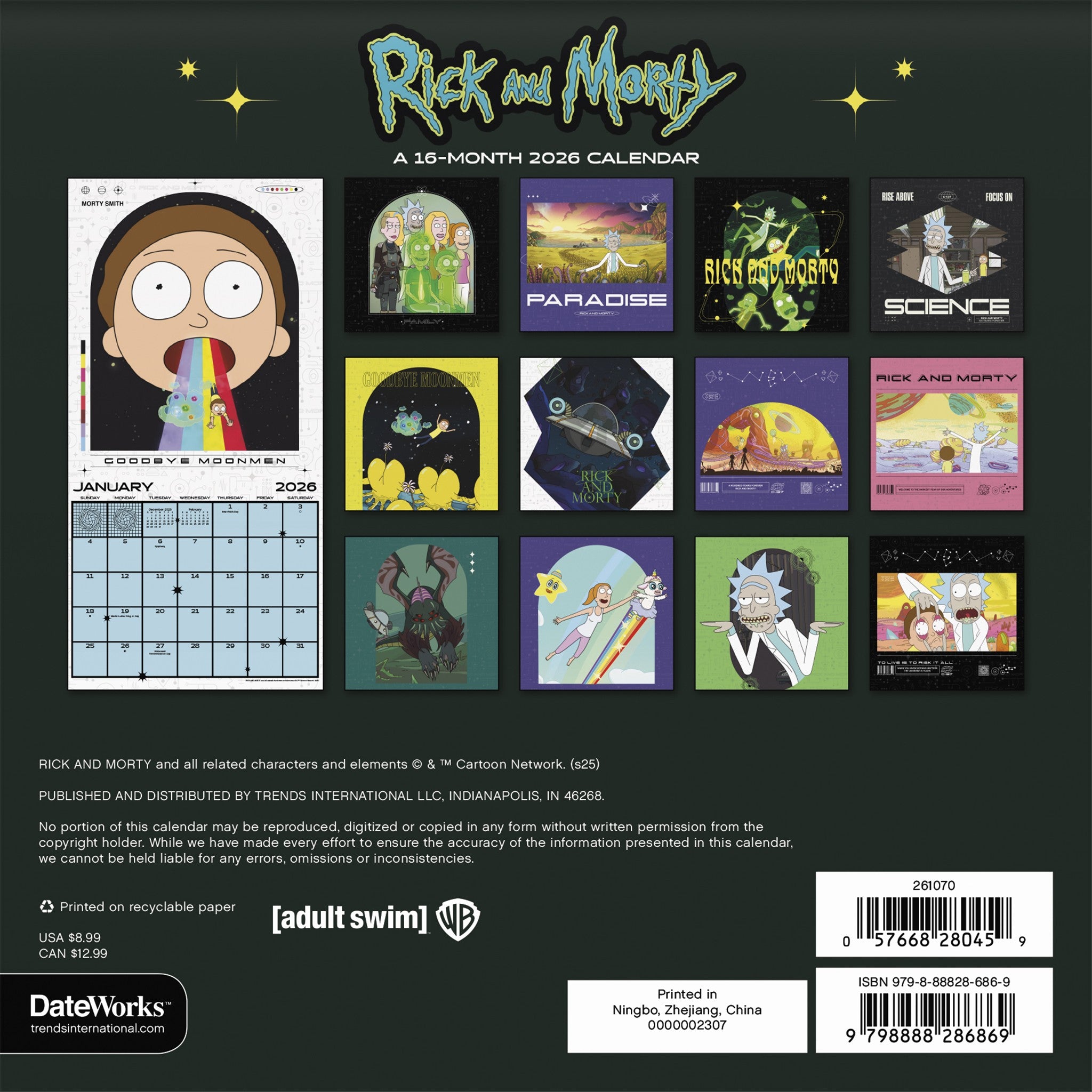 Mini-calendrier Rick et Morty 2026