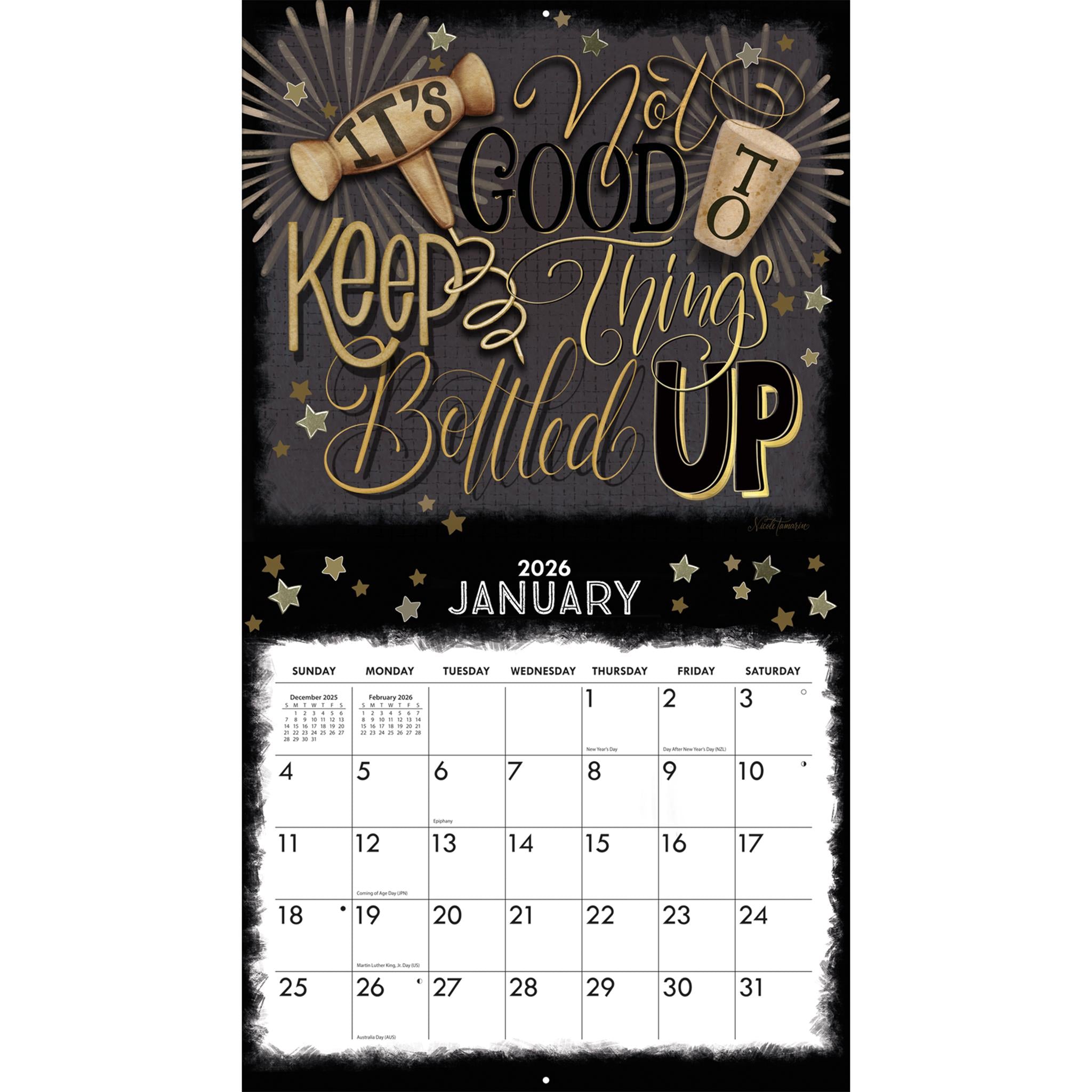 Calendrier mural de luxe Happy Hour 2026