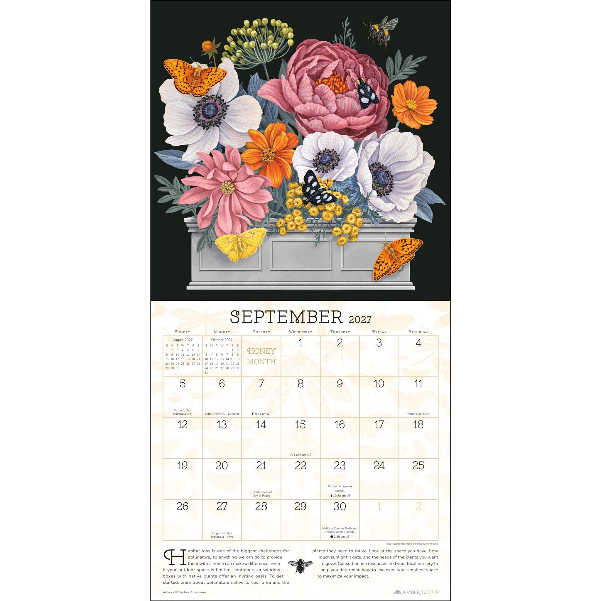 Éloges pour le calendrier mural 2027 des Pollinisateurs – en ligne uniquement