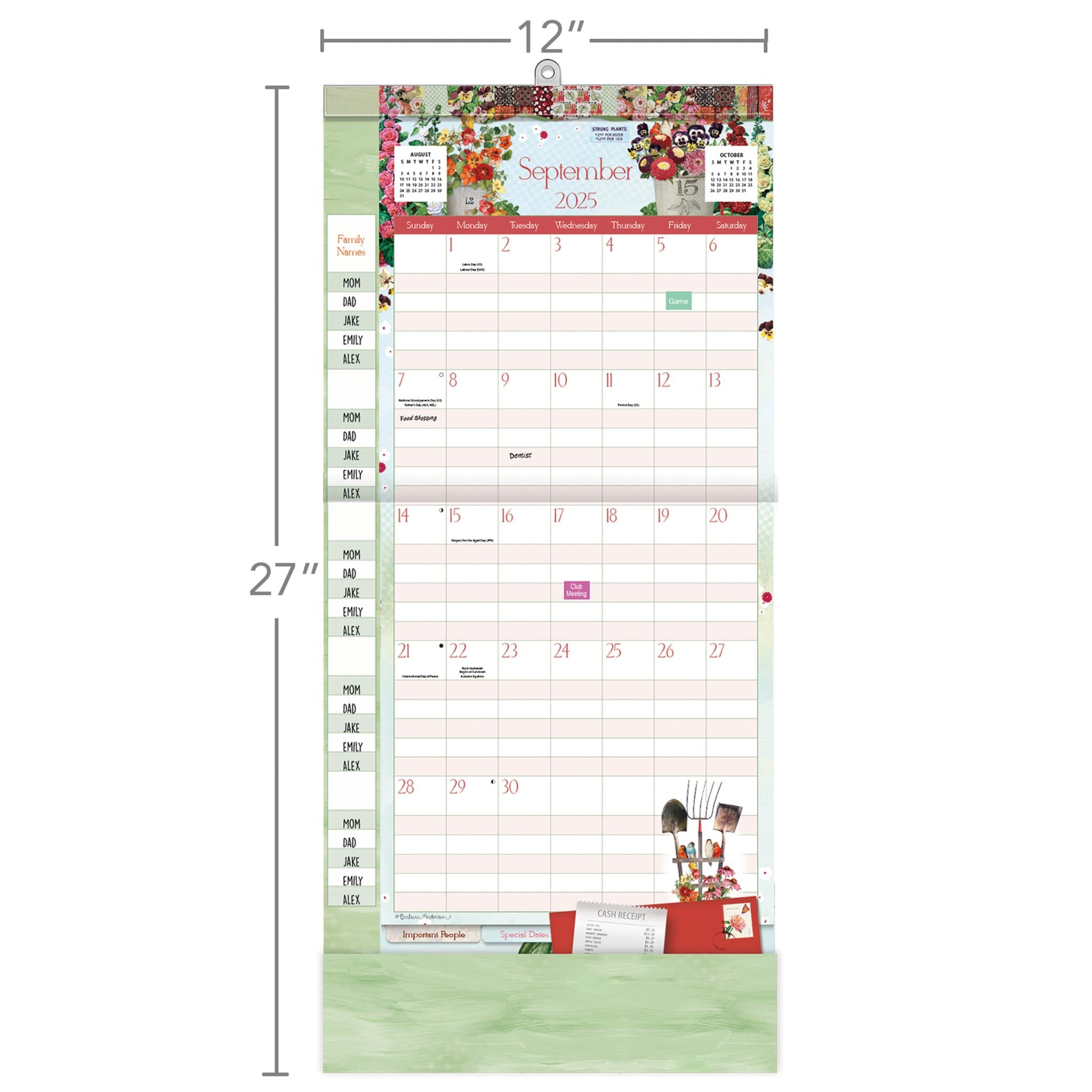Calendrier mural des jardins botaniques 2025-2026