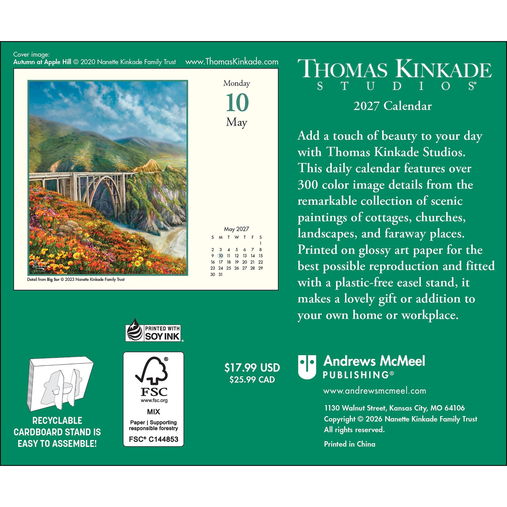 Calendrier de bureau Thomas Kinkade Studios 2027