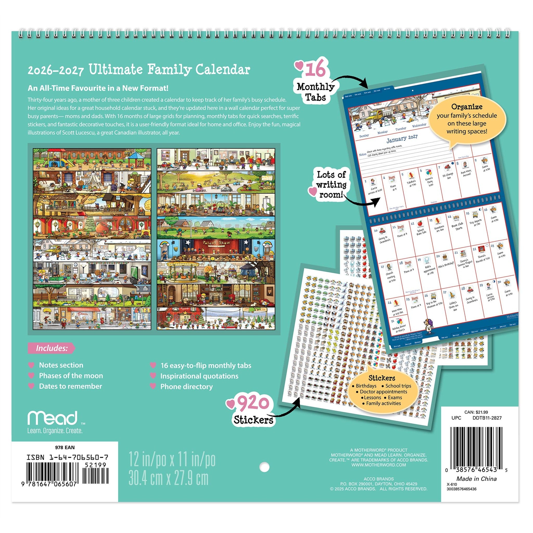 MotherWord Tabbed English 2027 Wall Calendar