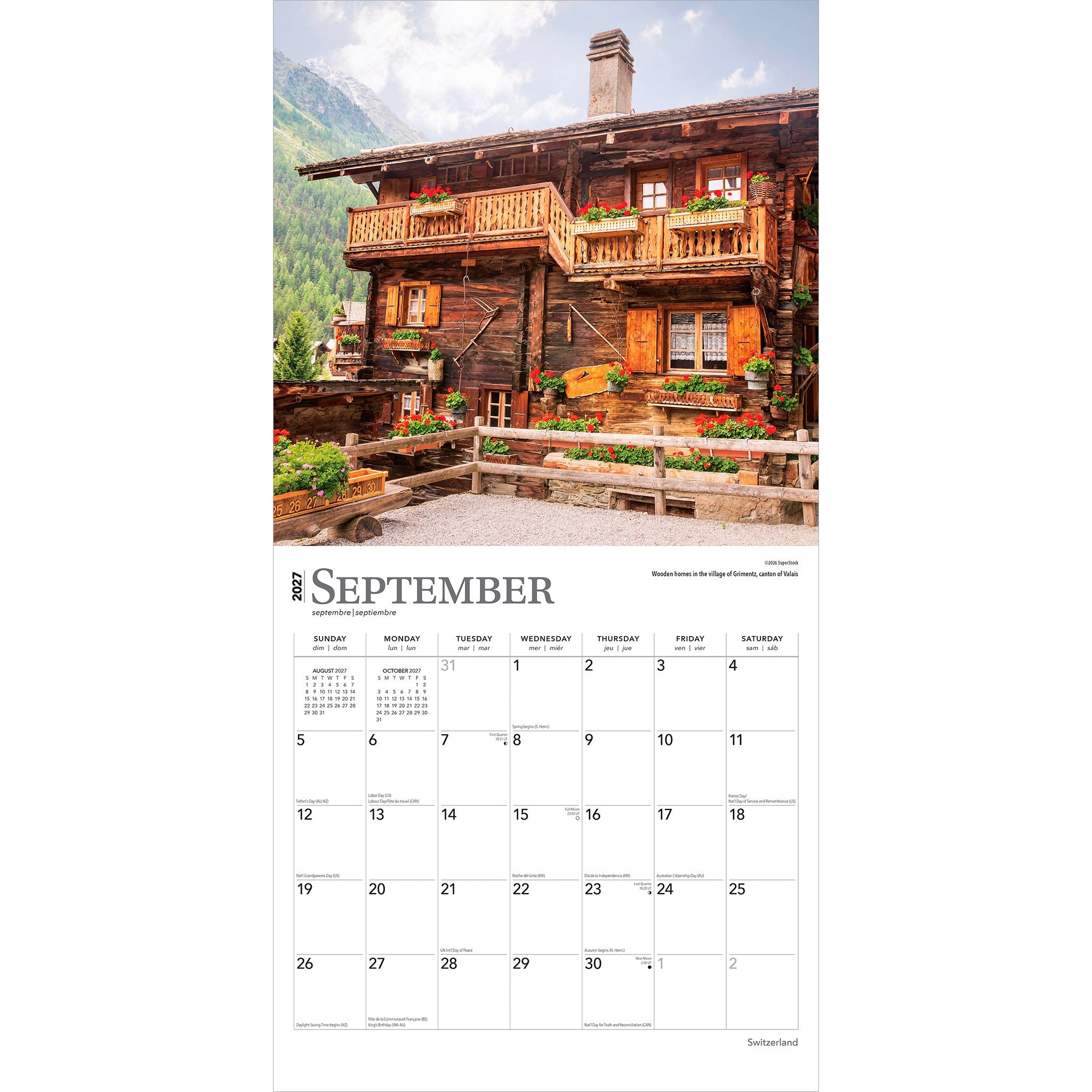 Switzerland 2027 Wall Calendar