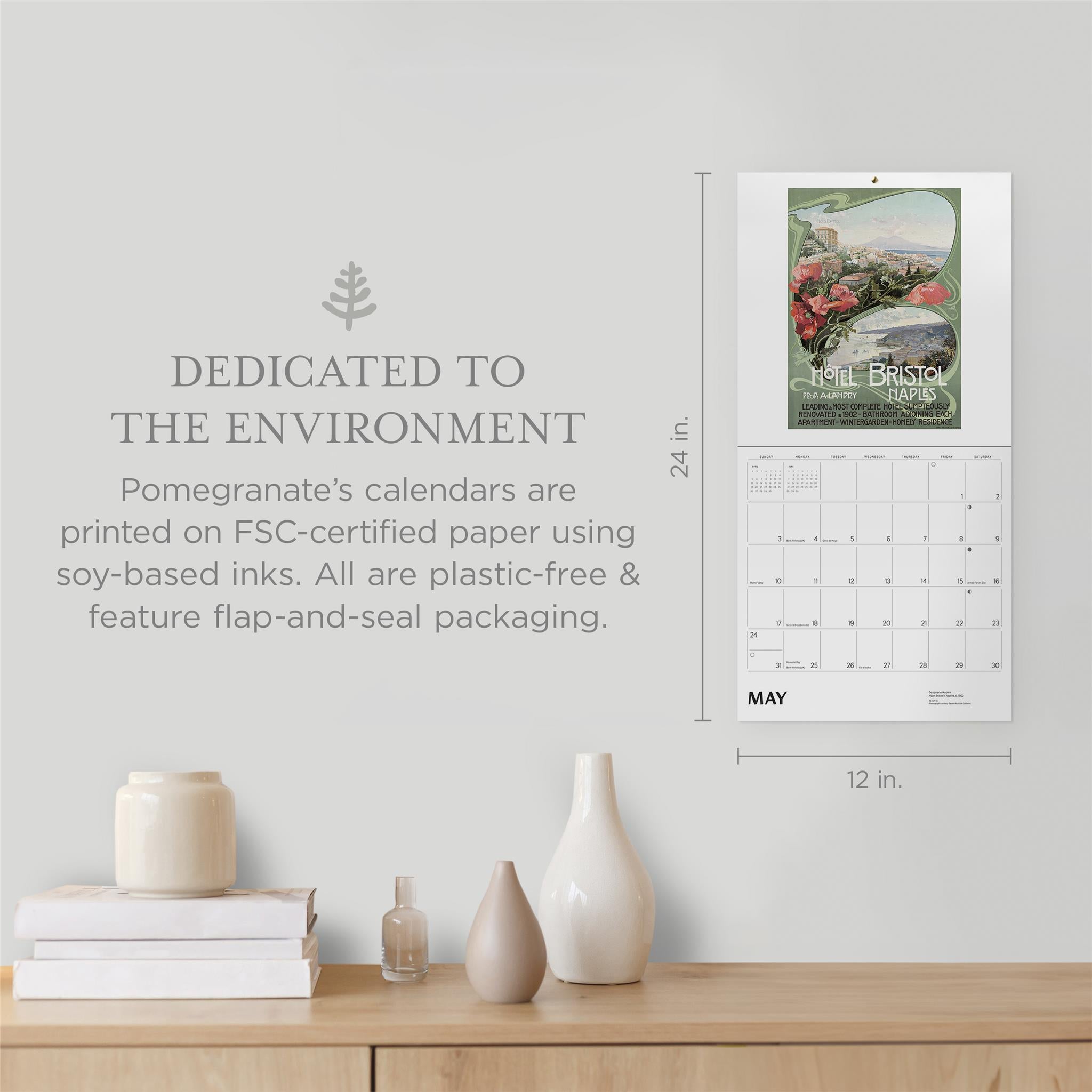 Calendrier mural 2026 d'affiches de voyage vintage d'Italie - Disponible uniquement en ligne