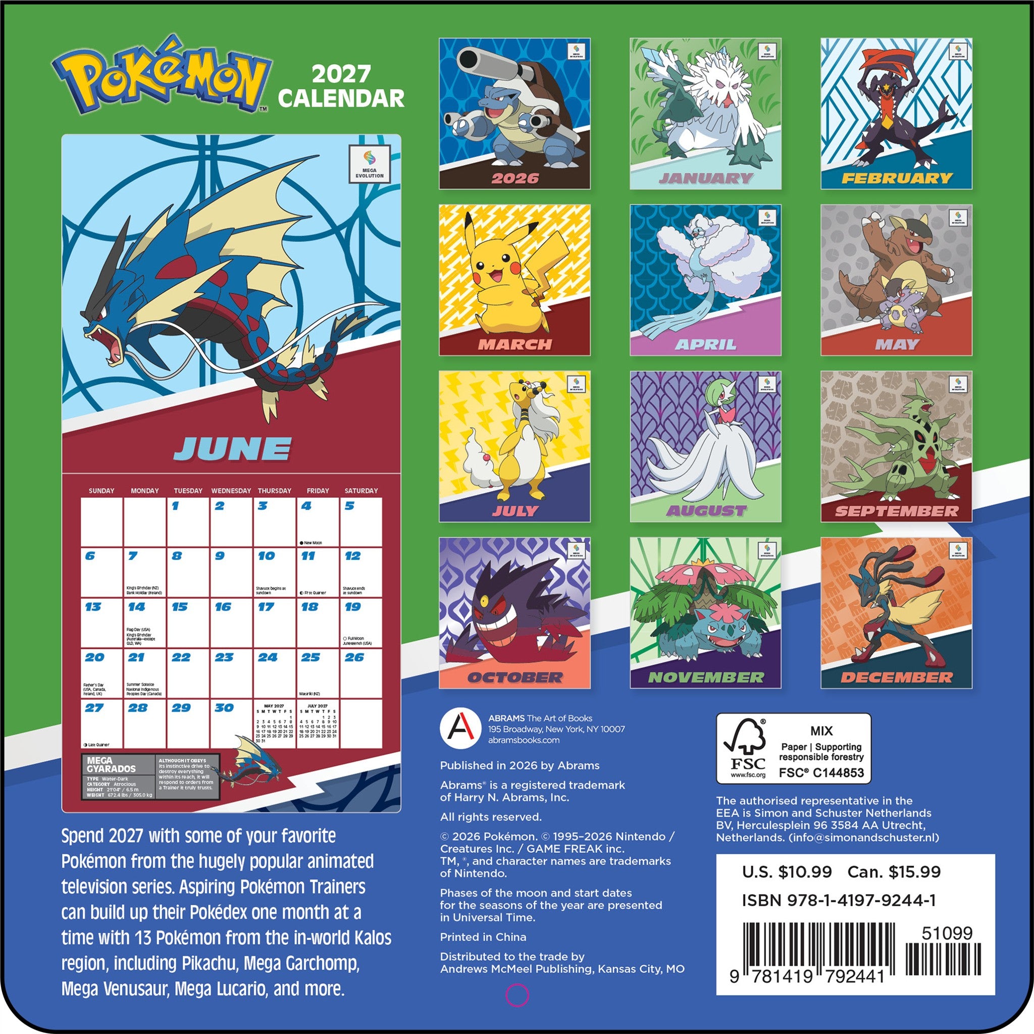 Pokémon 2027 Mini Calendar
