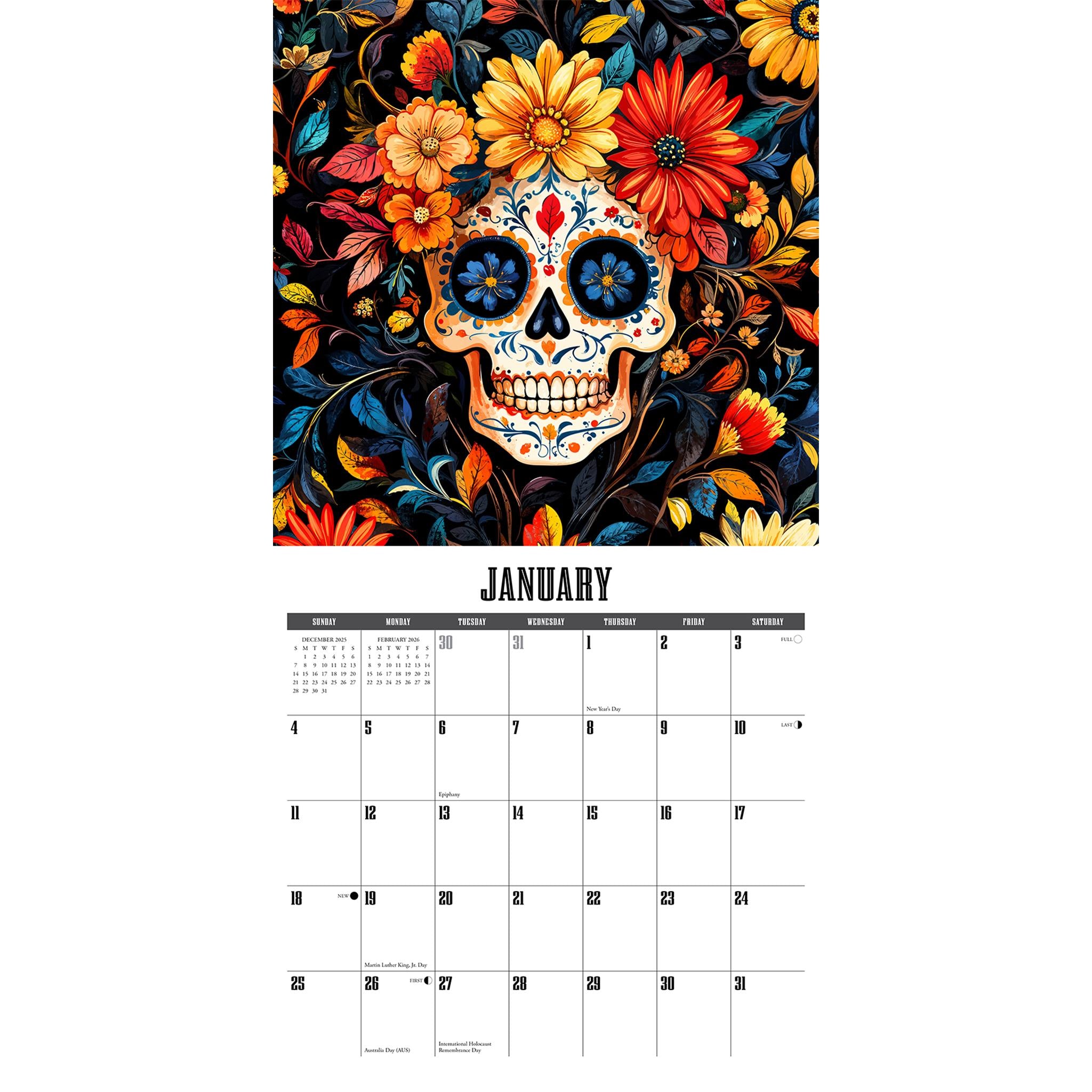 Calendrier mural du Jour des Morts 2026