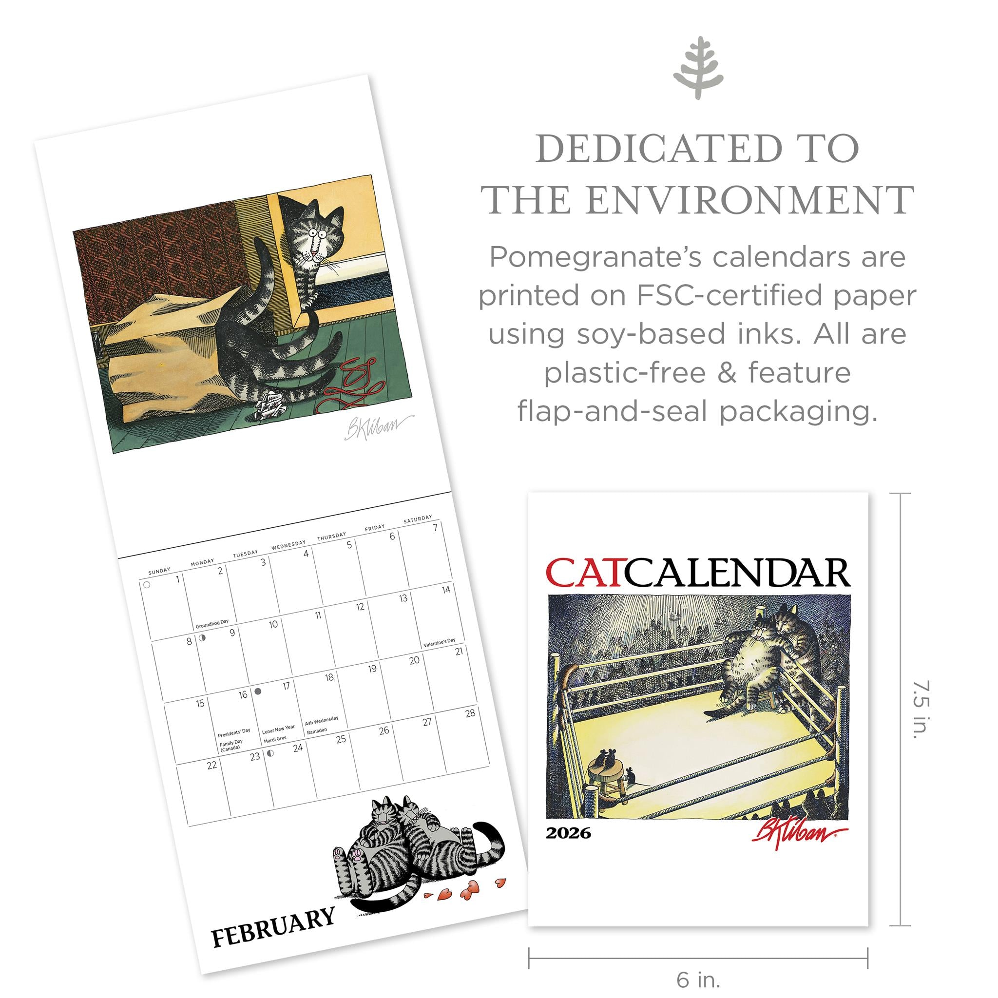 Calendrier miniature B Kliban Cat 2026 - Disponible uniquement en ligne