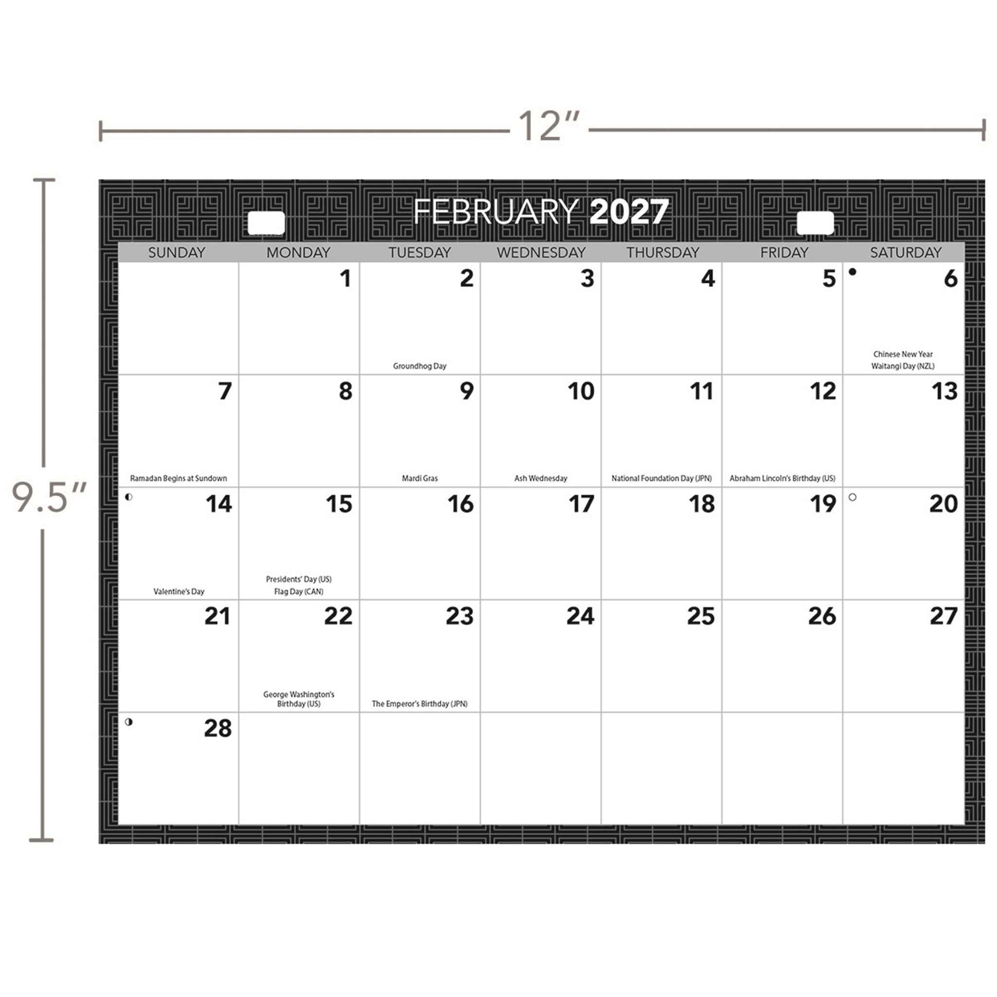 Calendrier mural Tri-View Office 2026-2027