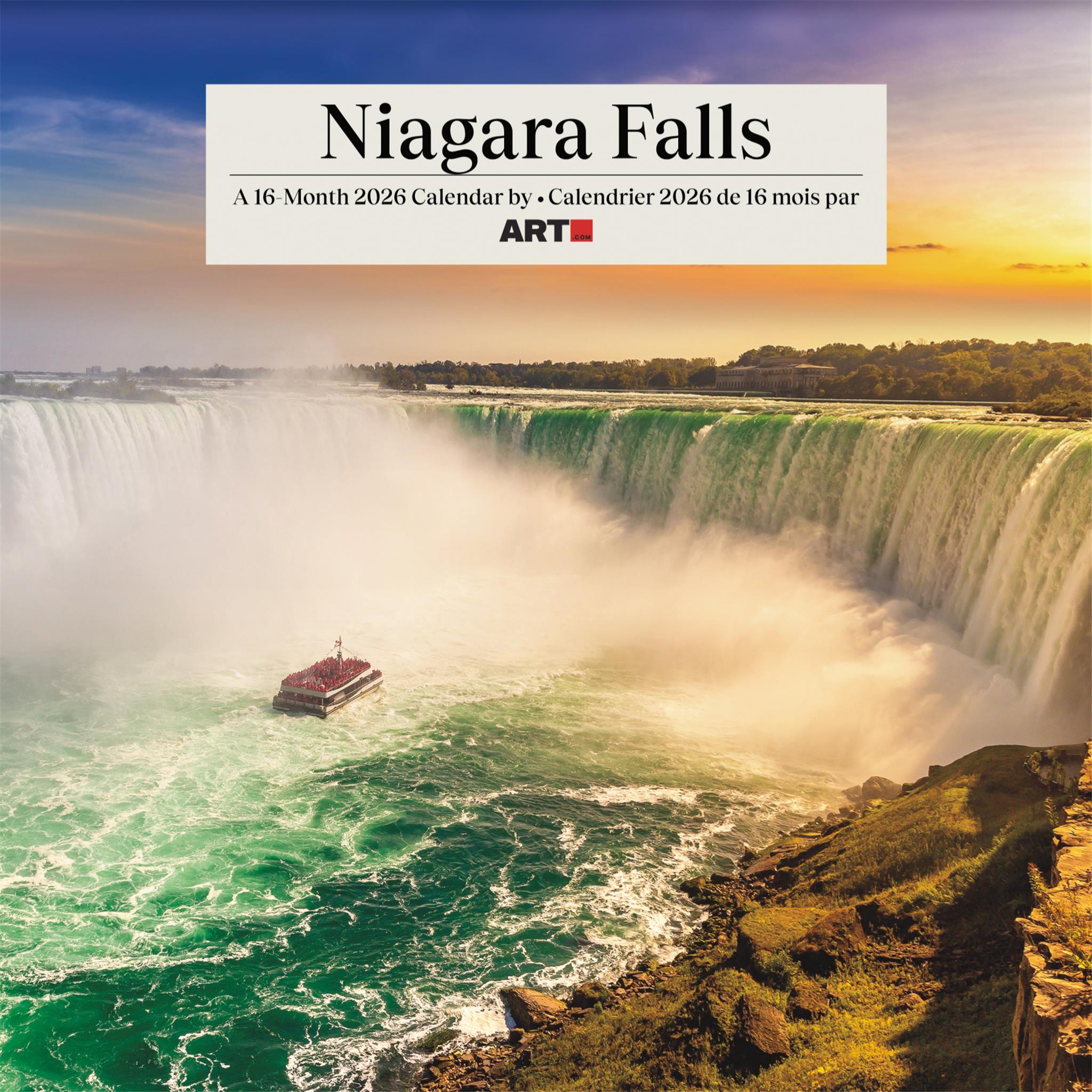 Calendrier mural bilingue des chutes du Niagara 2026