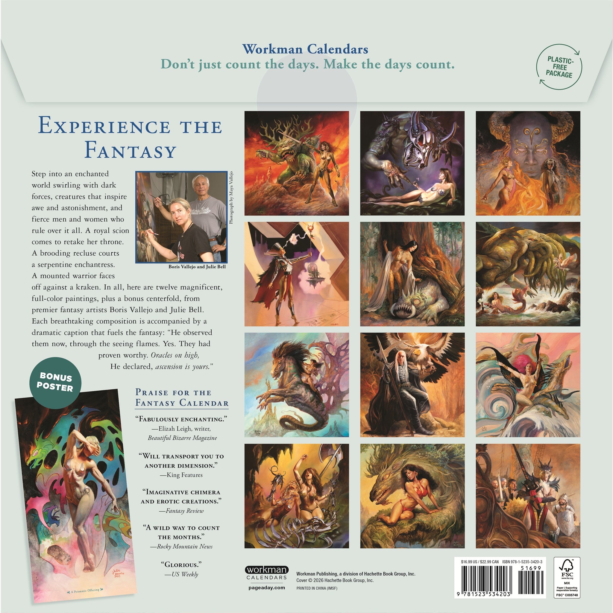 Calendrier mural Fantasy 2027 de Boris Vallejo et Julie Bell