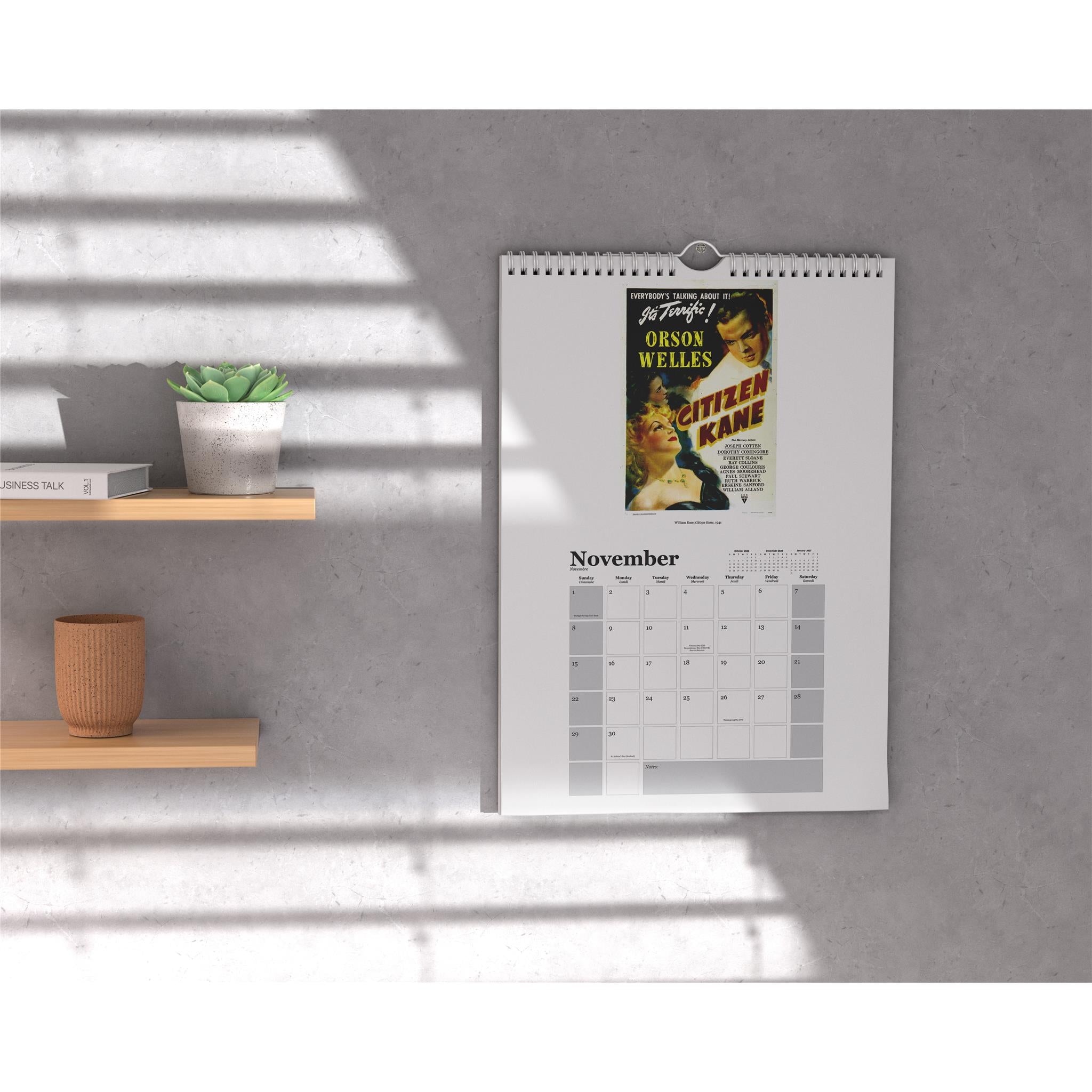 Calendrier mural 2026 avec affiches de films vintage - Disponible uniquement en ligne