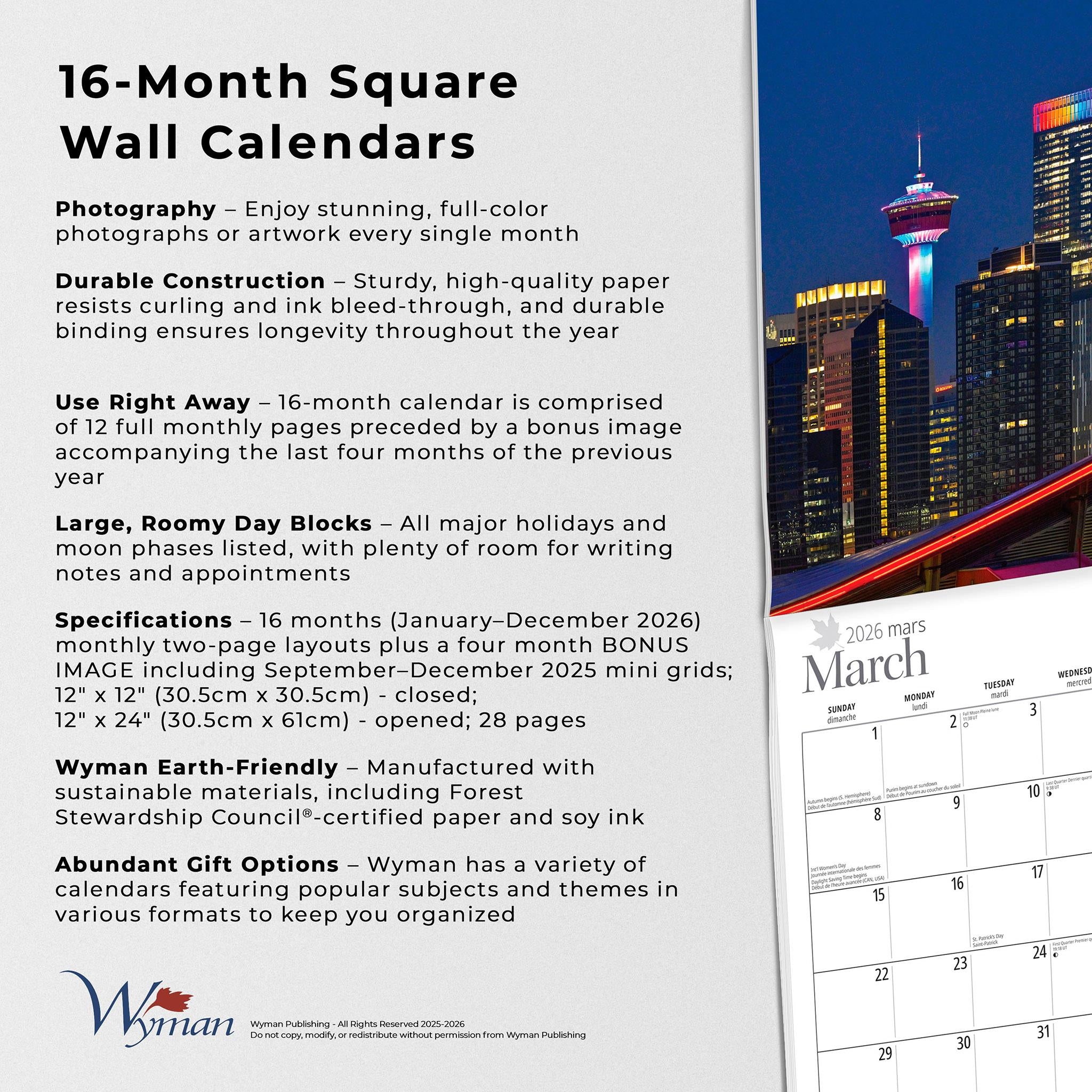 Calgary 2026 Wall Calendar