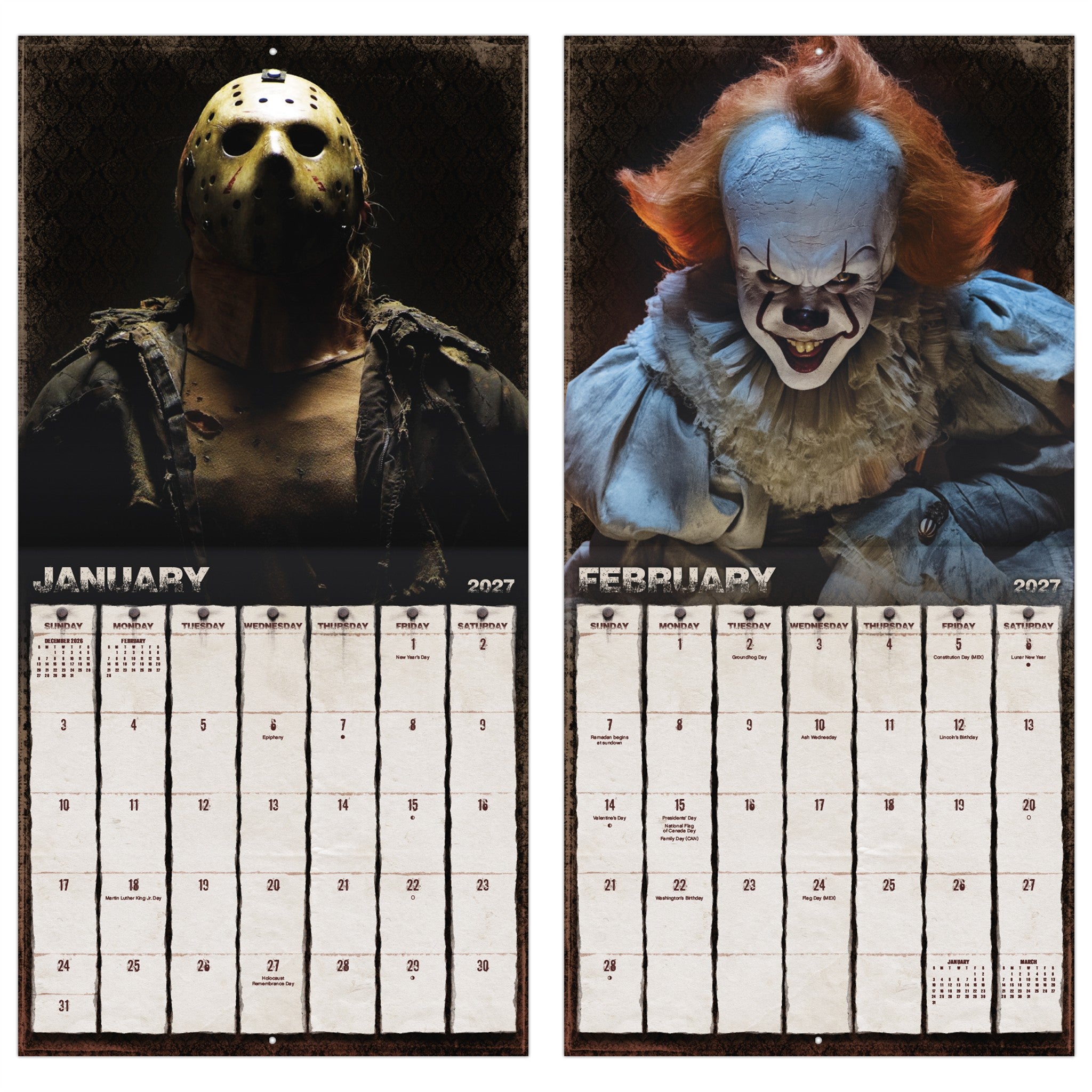 Calendrier mural Collection horreur 2027