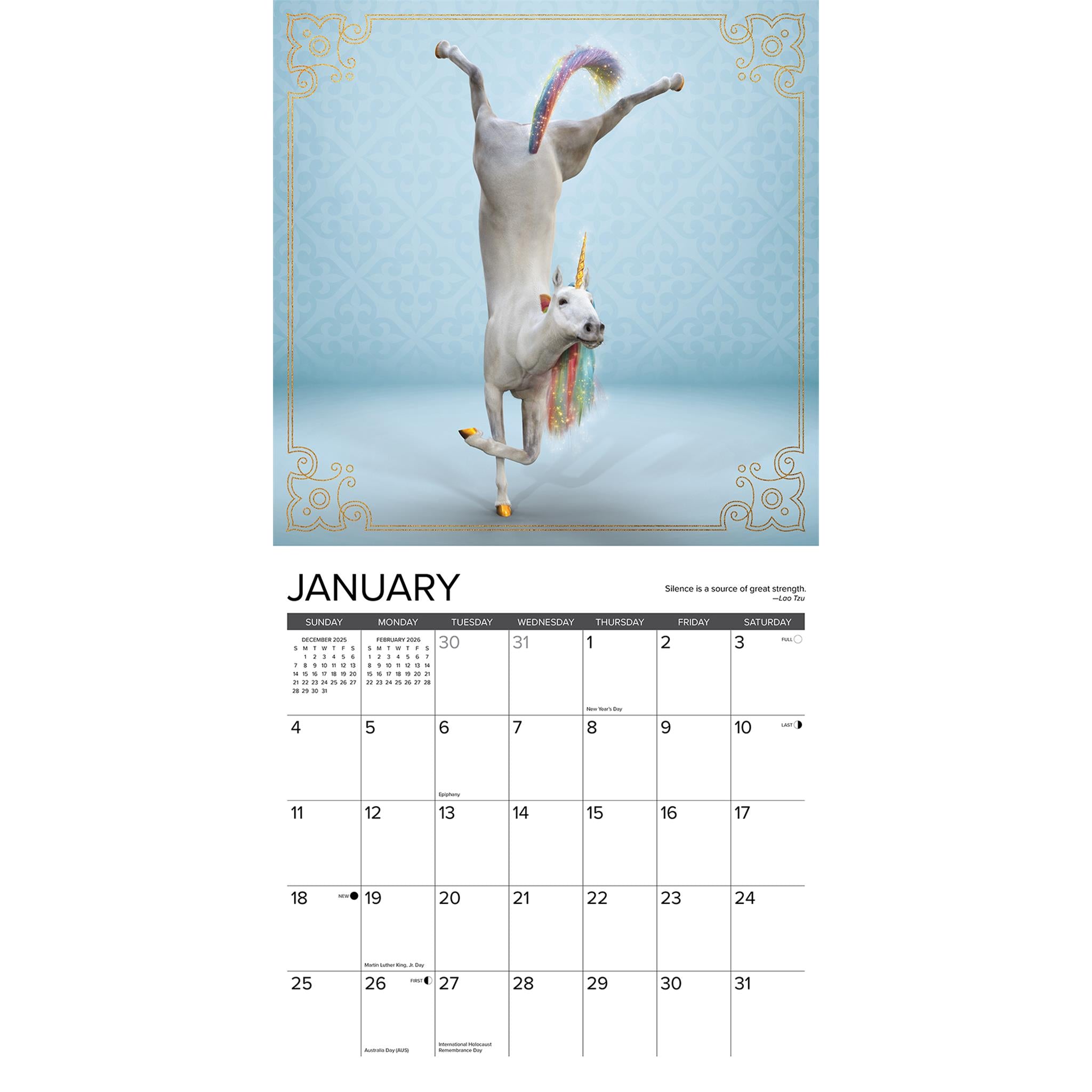 Unicorn Yoga 2026 Wall Calendar