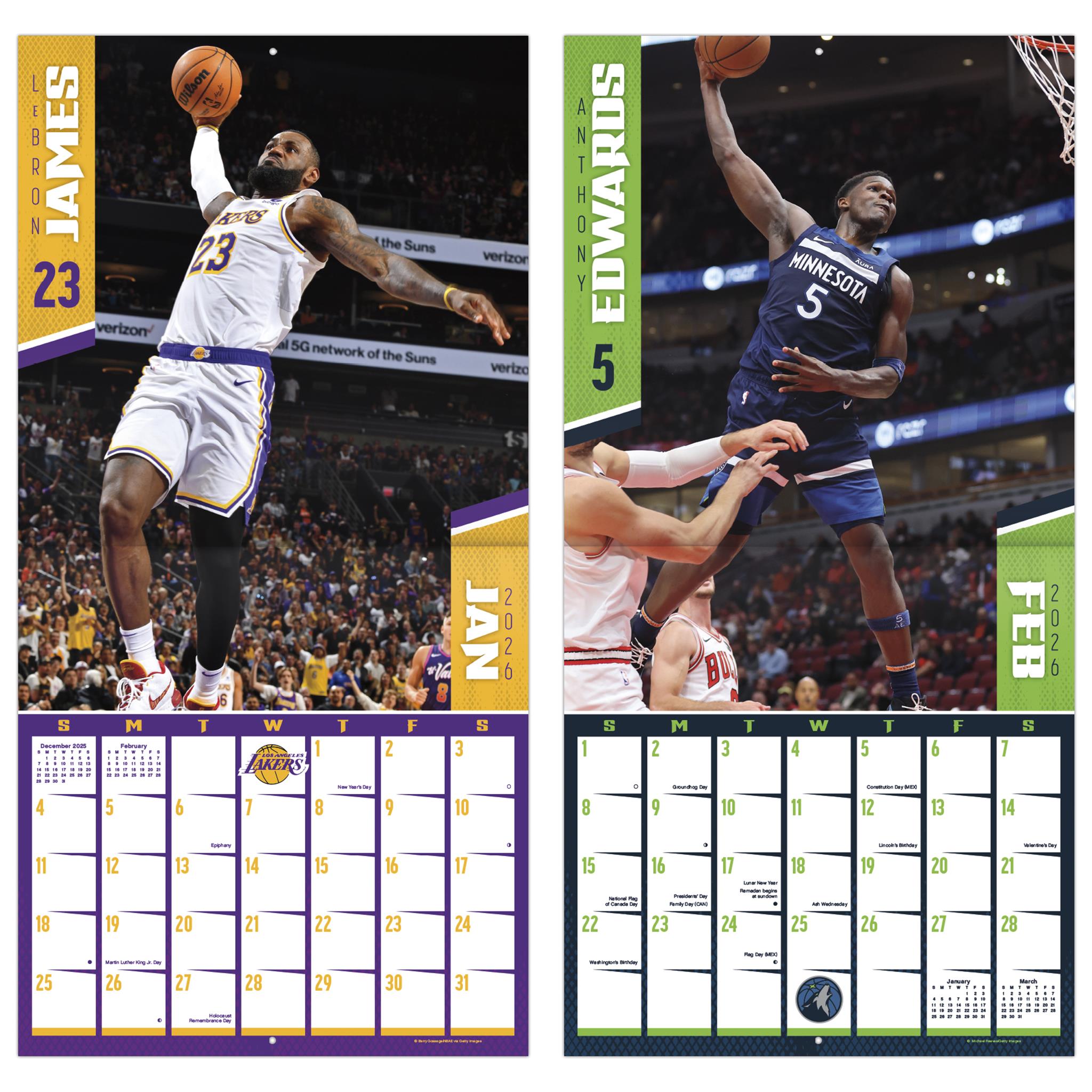 NBA Dunks 2026 Wall Calendar