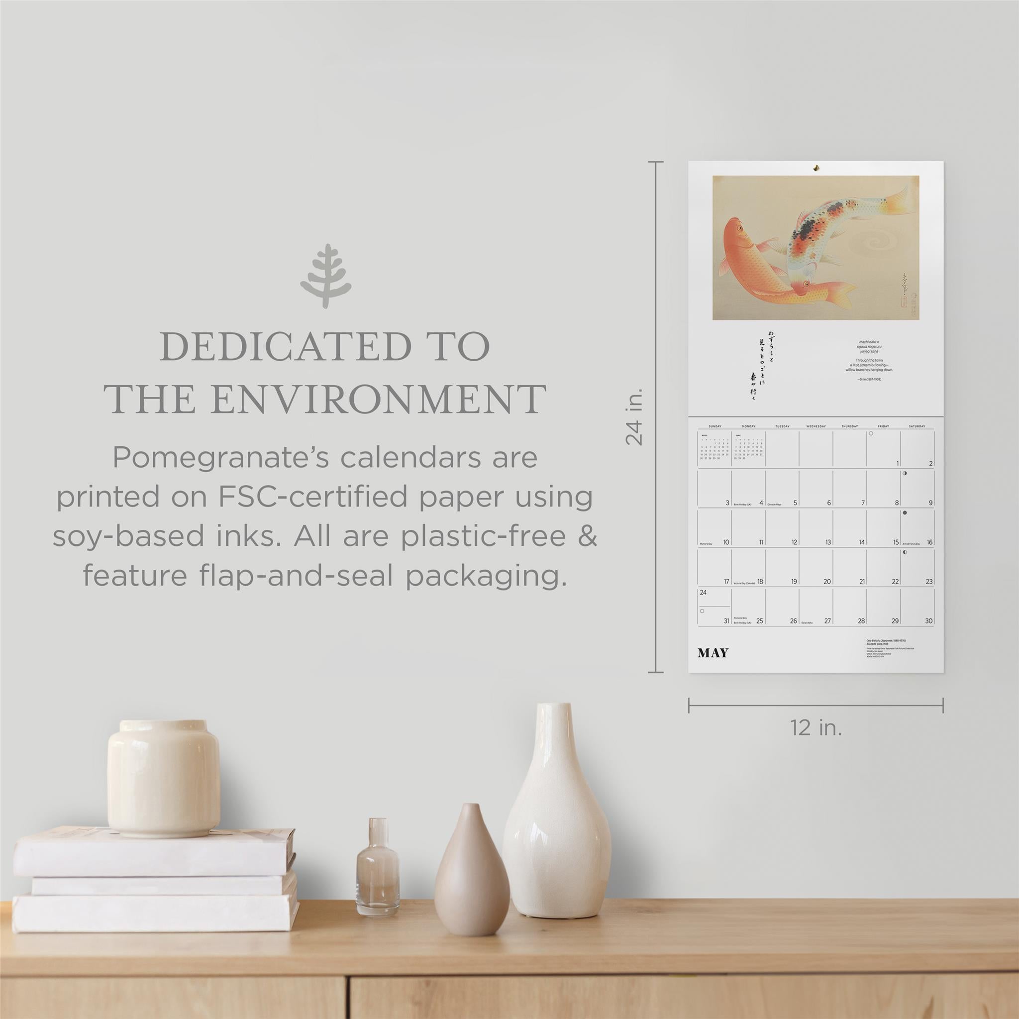 Calendrier mural édition spéciale 2026 sur l'art et la poésie japonais avec impression