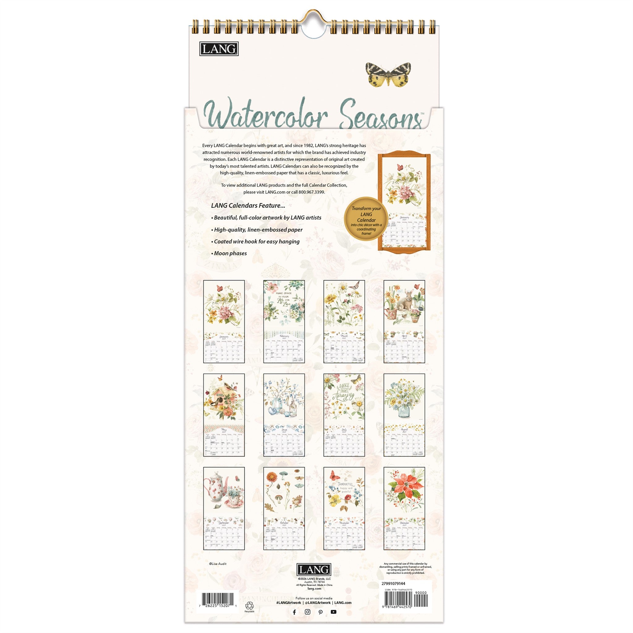 Watercolor Seasons 2027 Slim Calendar - Online Only