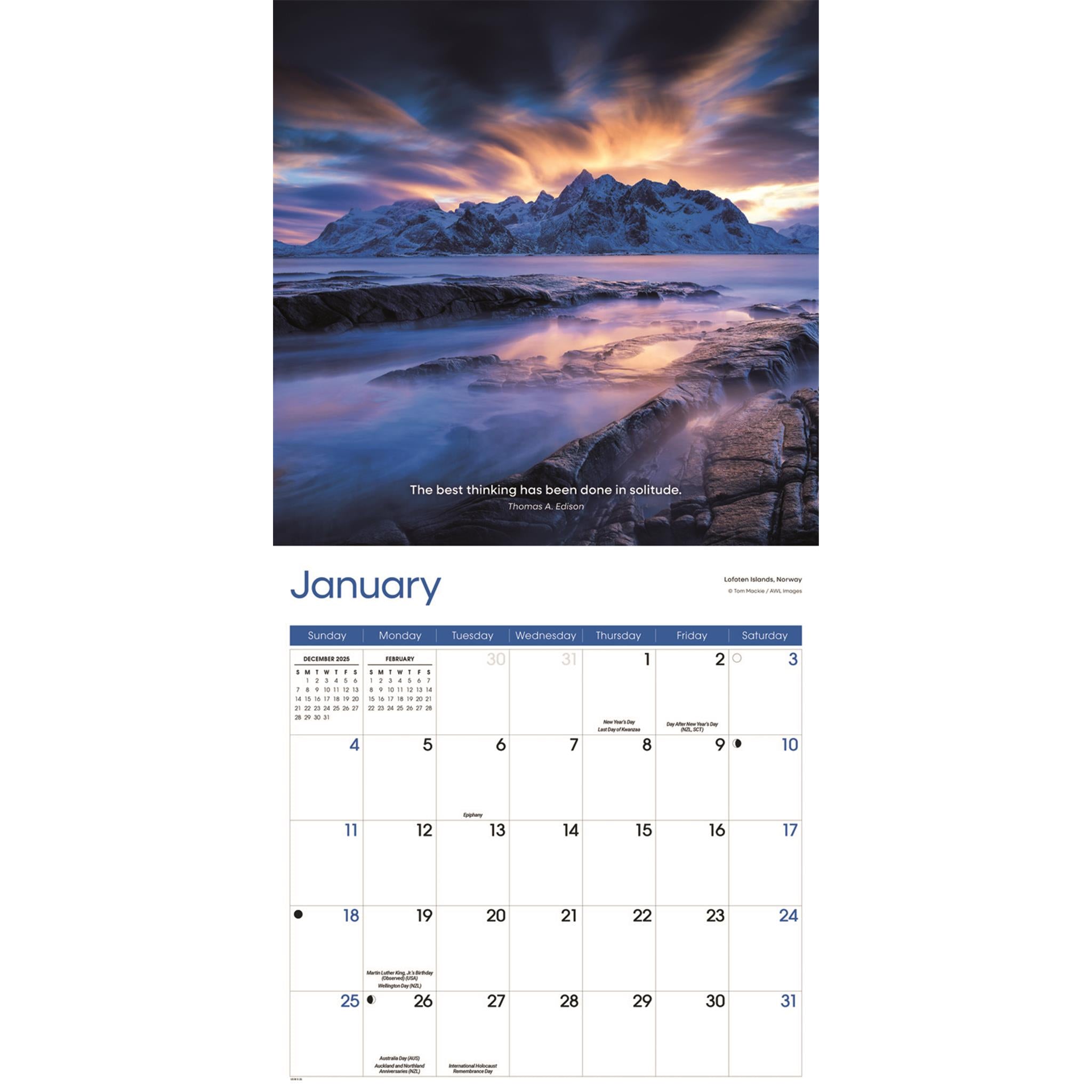 Calendrier mural Solitude 2026