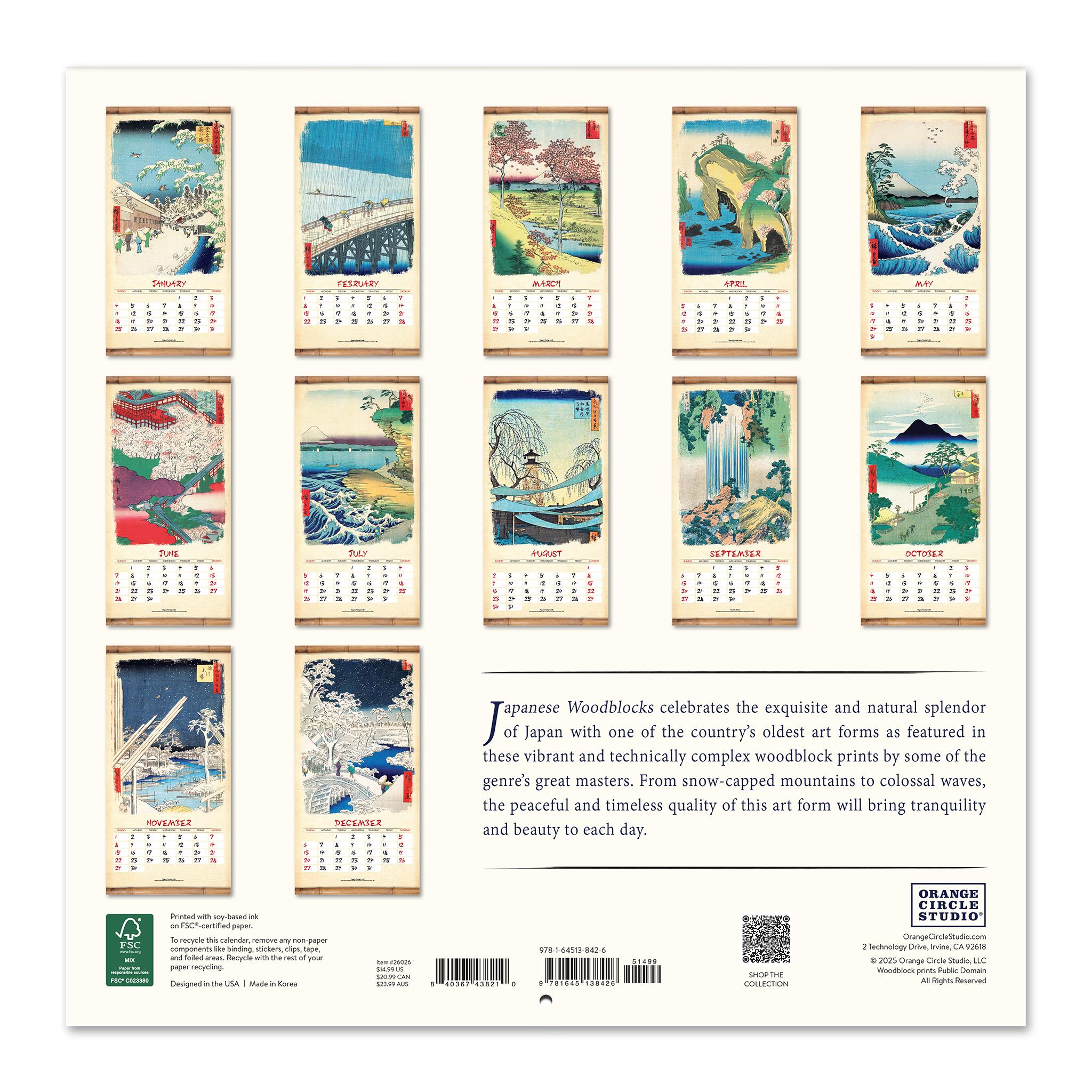 Calendrier mural 2026 imprimé sur bois japonais - Disponible uniquement en ligne