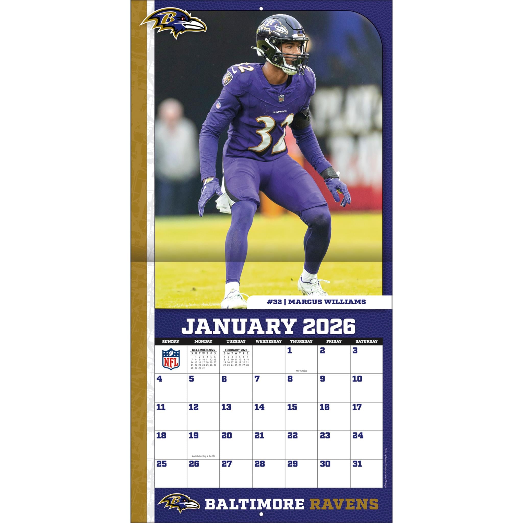 Calendrier mural NFL Baltimore Ravens 2026