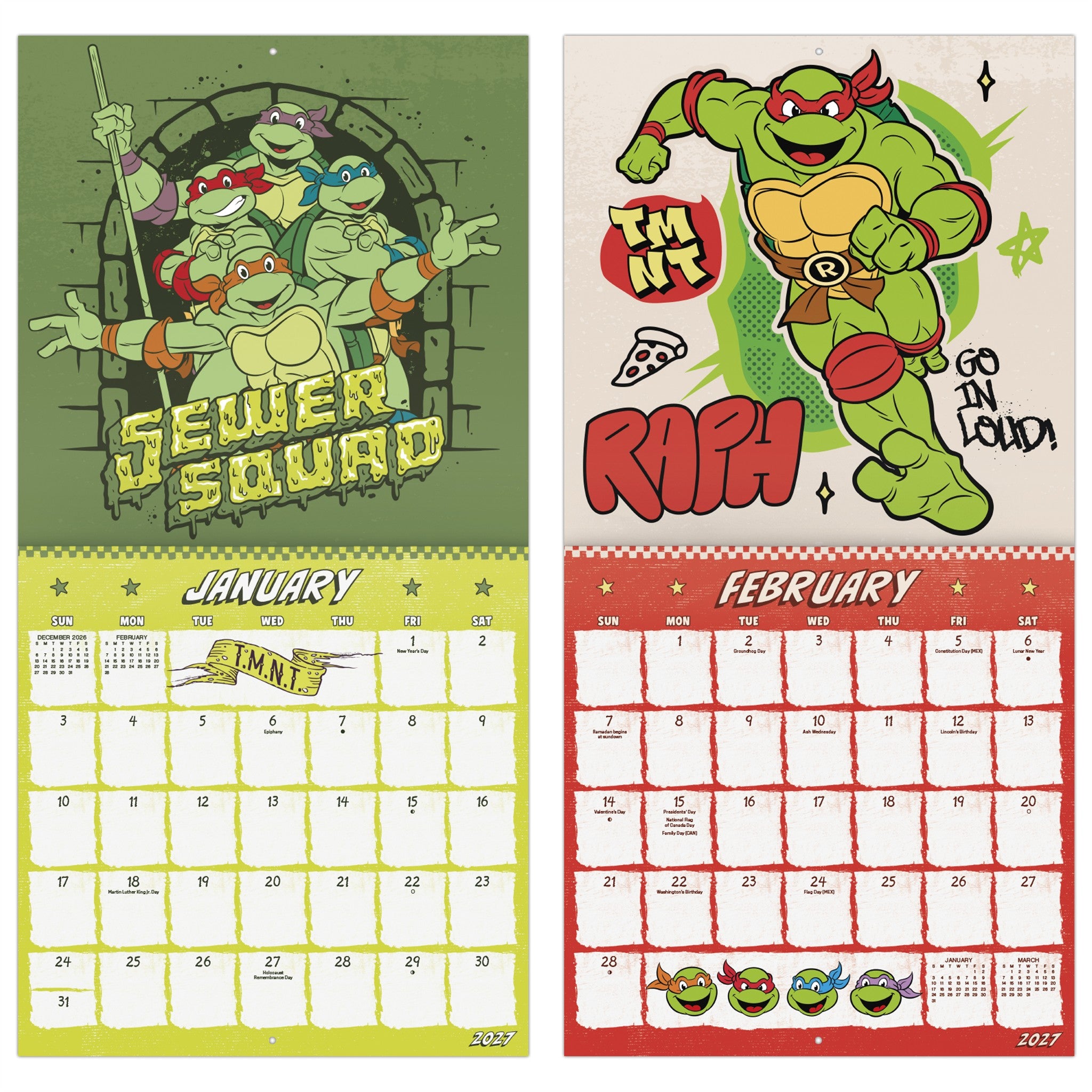 Calendrier mural Tortues Ninja 2027