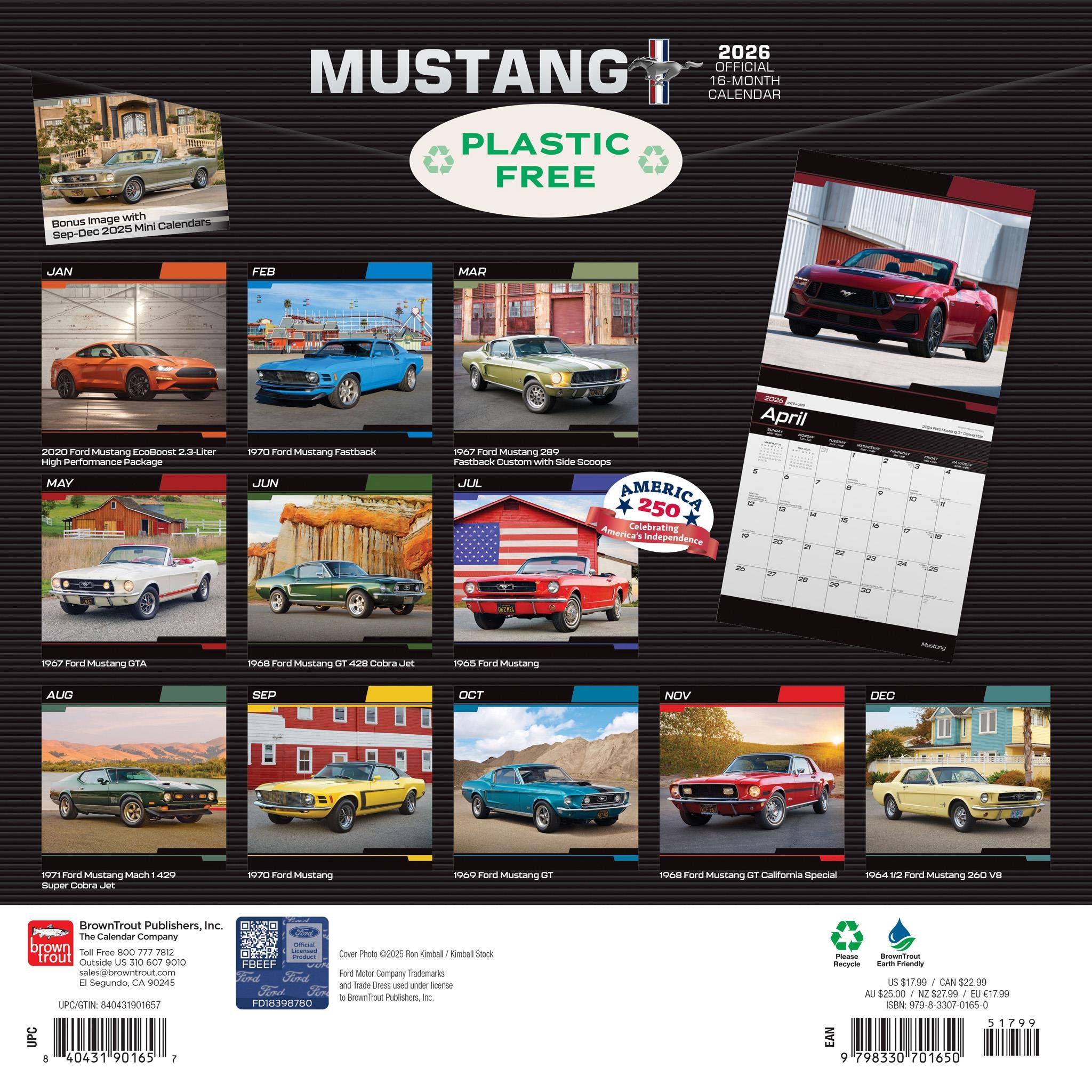 Calendrier mural Mustang 2026