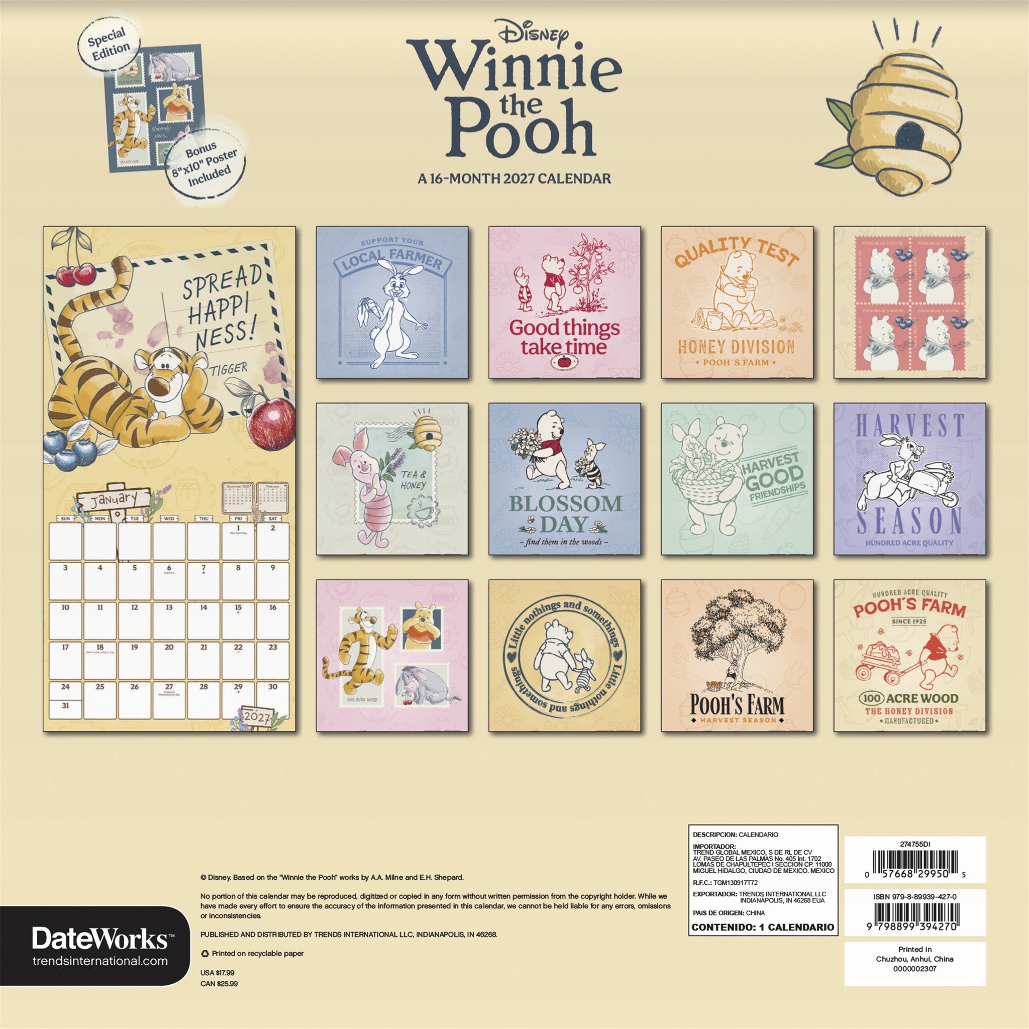 Winnie The Pooh Exclusive with Print 2027 Wall Calendar