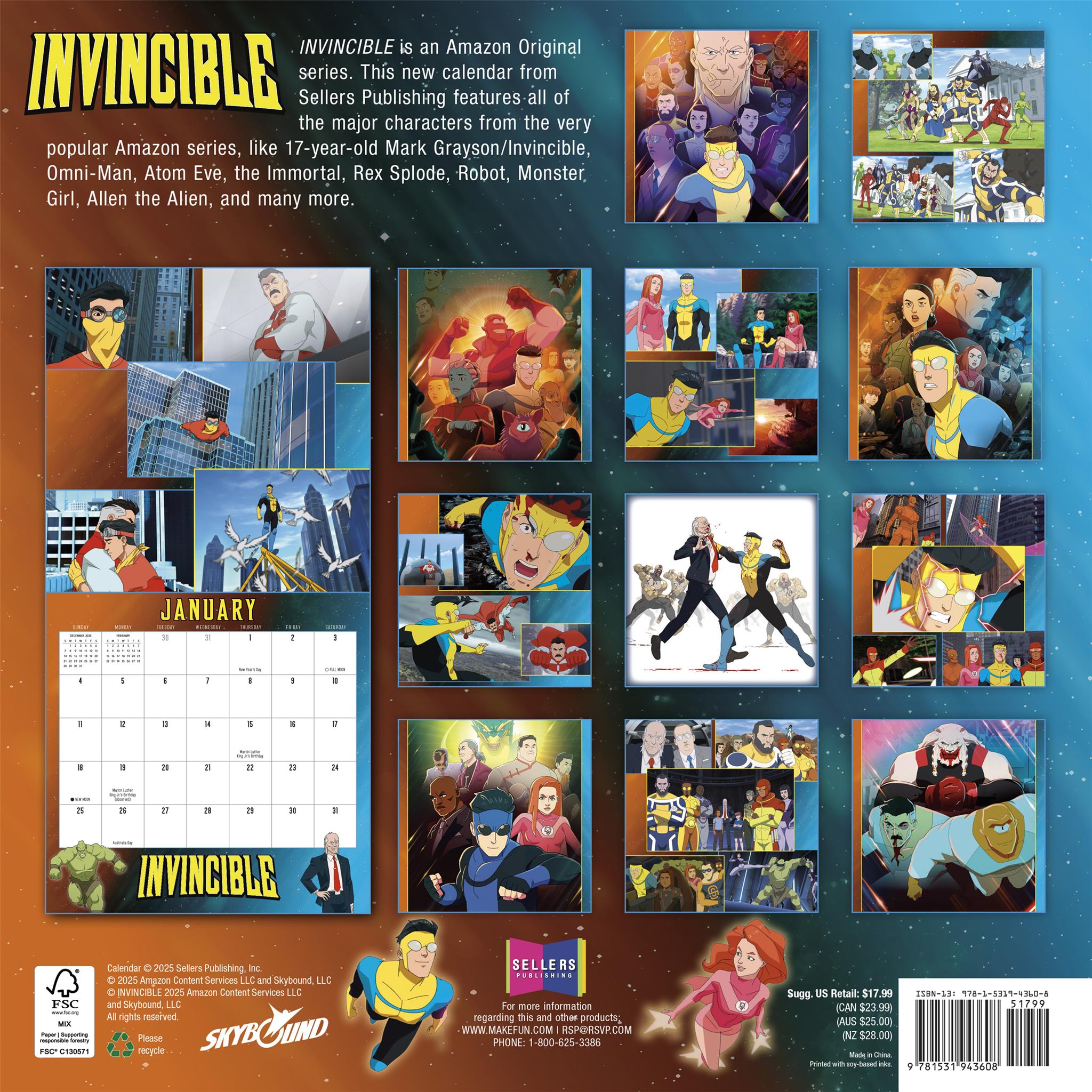 Calendrier mural Invincible 2026 - Disponible uniquement en ligne