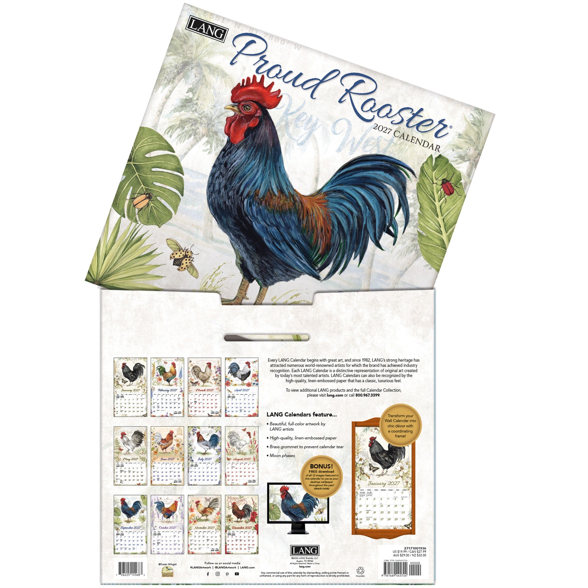 Proud Rooster Special Edition with Print 2027 Wall Calendar