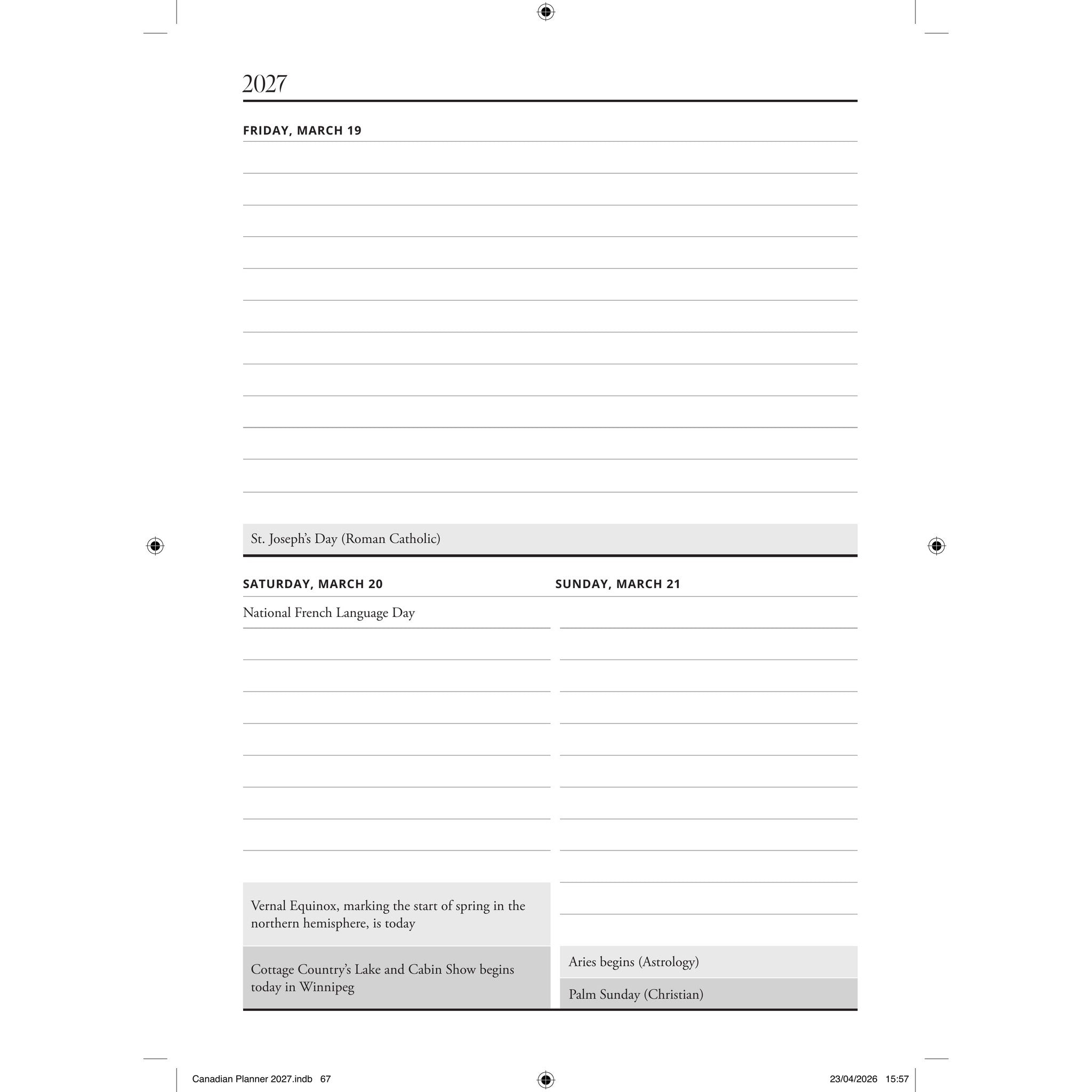 The Canadian Planner 2027 Engagement Calendar