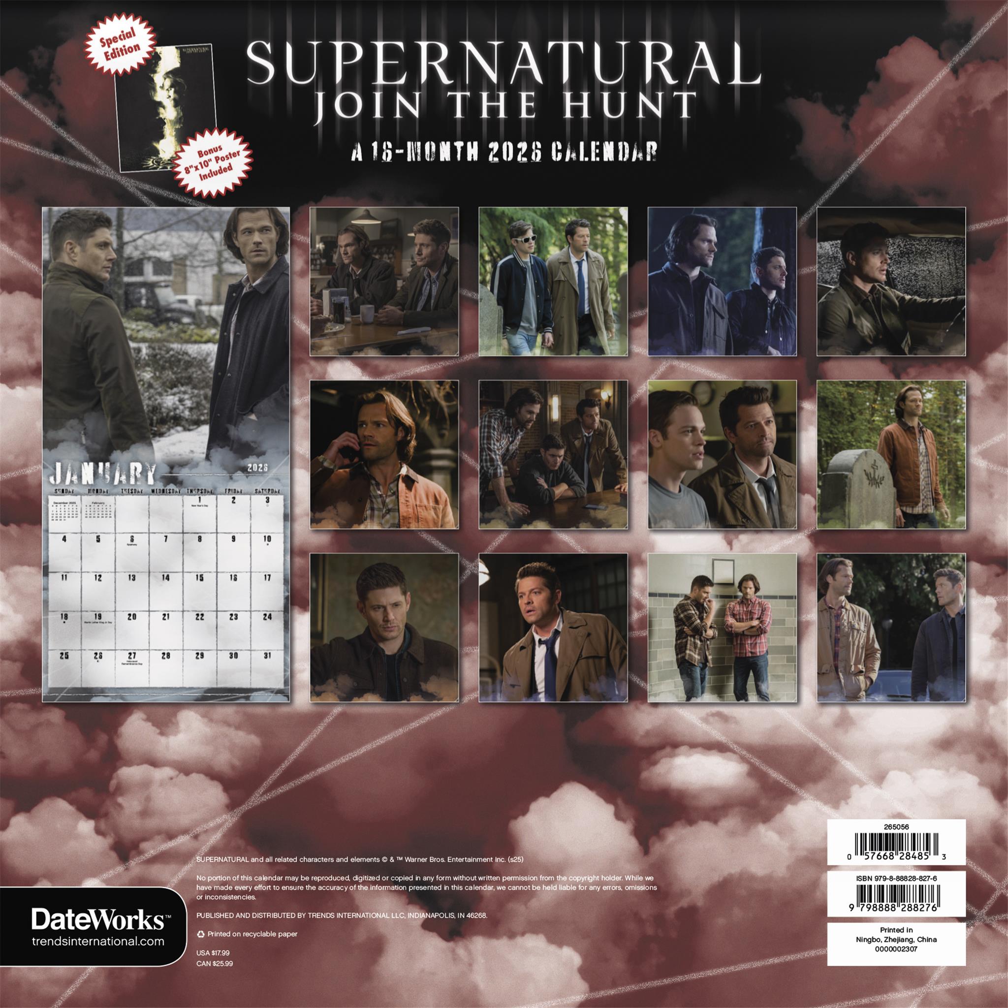 Calendrier mural de luxe Supernatural Exclusive avec impression 2026