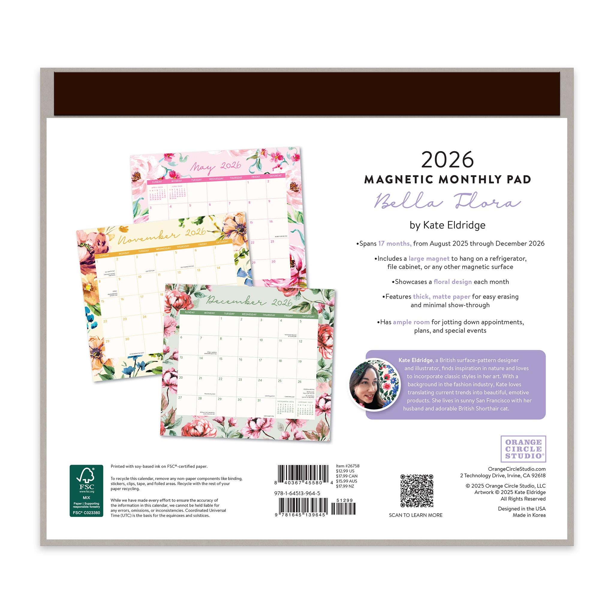 Calendrier mini magnétique exclusif Bella Flora 2025-2026