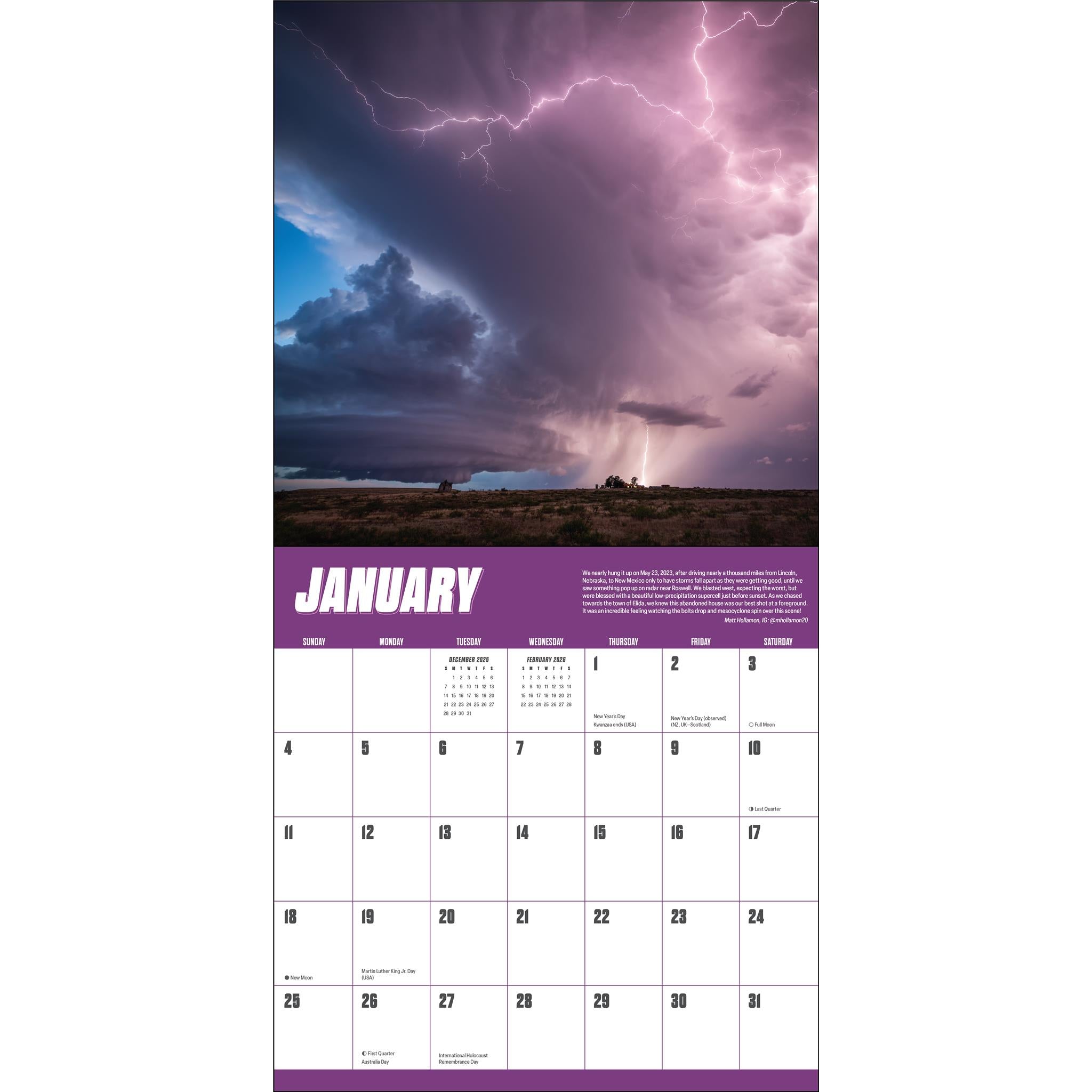 Calendrier mural Storm Chasers 2026 - Disponible uniquement en ligne