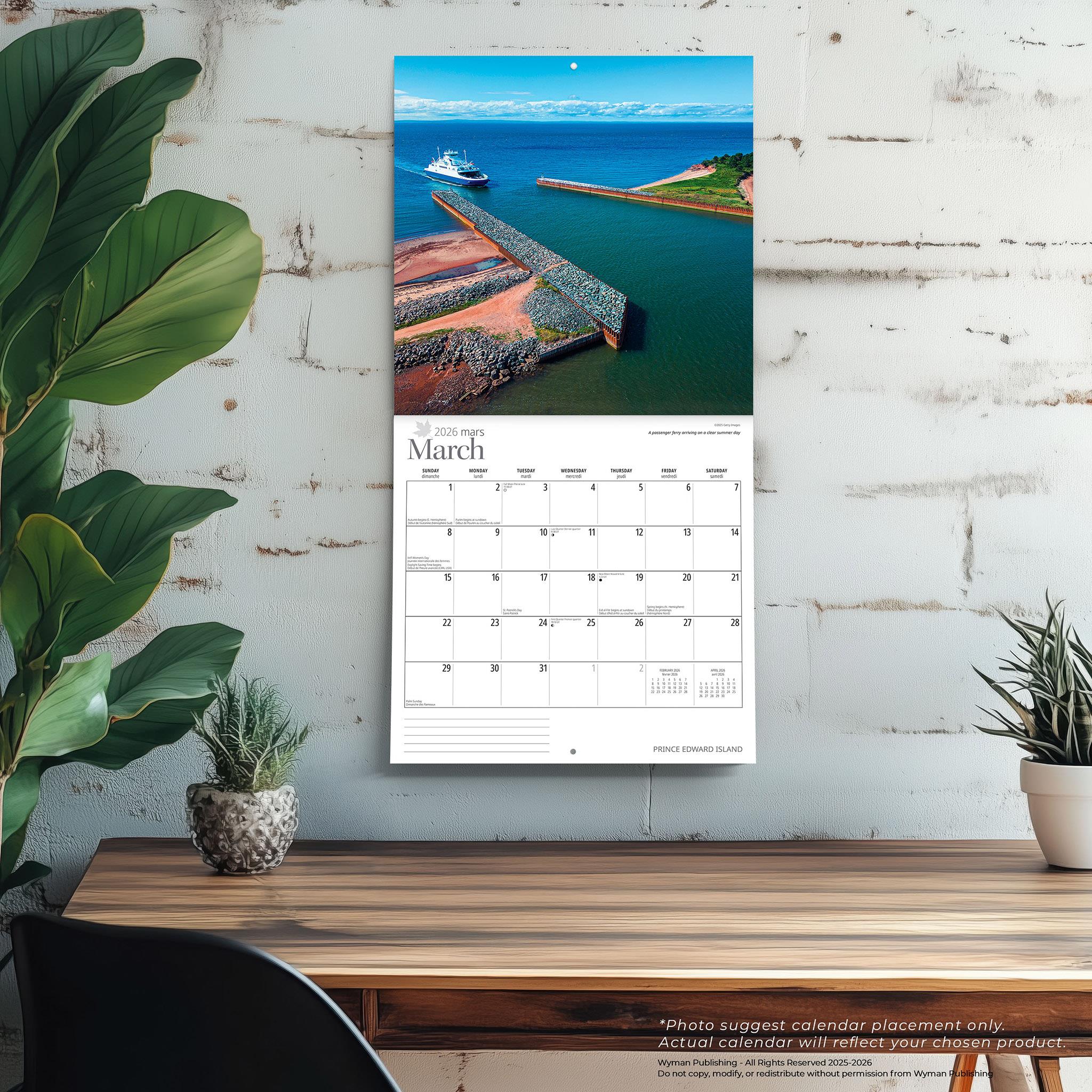 Calendrier mural 2026 de l'Île-du-Prince-Édouard - Disponible uniquement en ligne