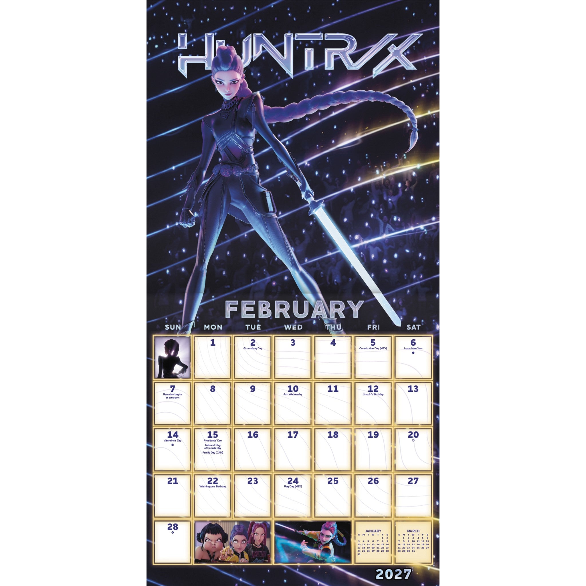 K-Pop Demon Hunters Exclusive with Decal 2027 Wall Calendar