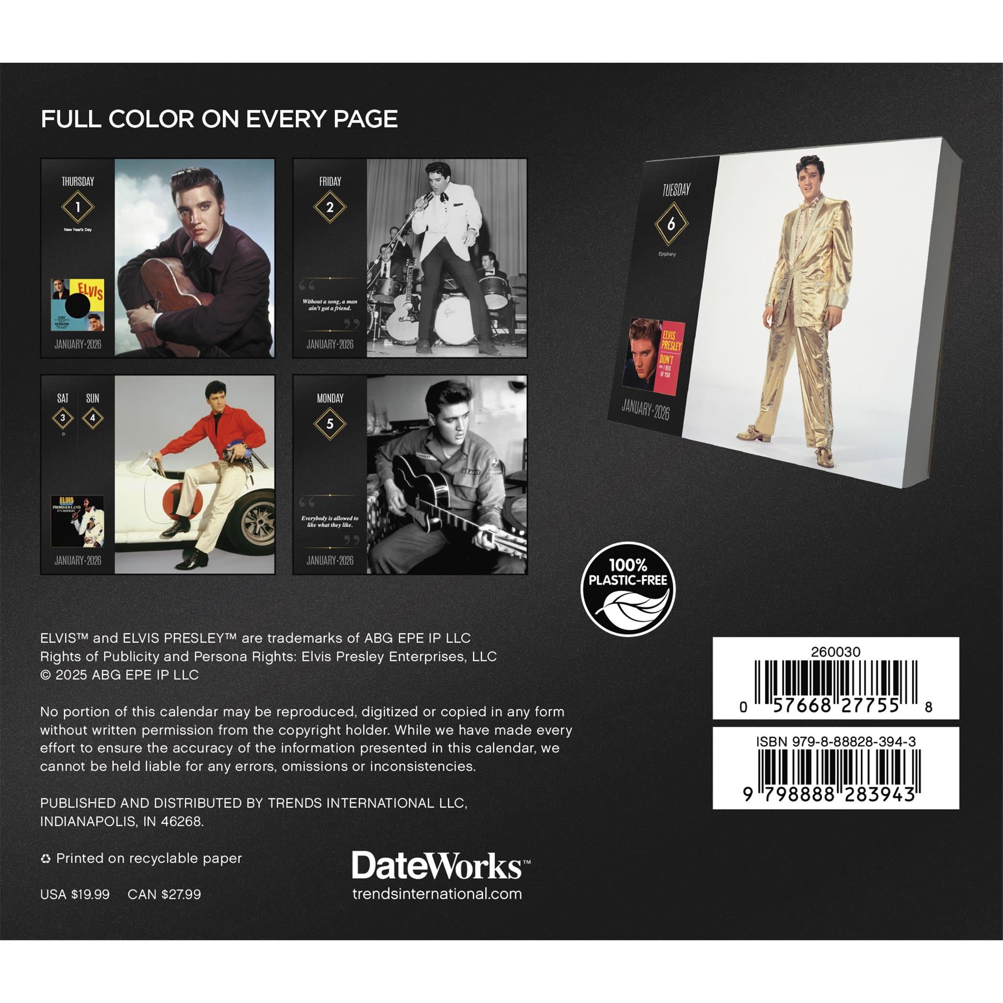 Calendrier Elvis Presley 2026