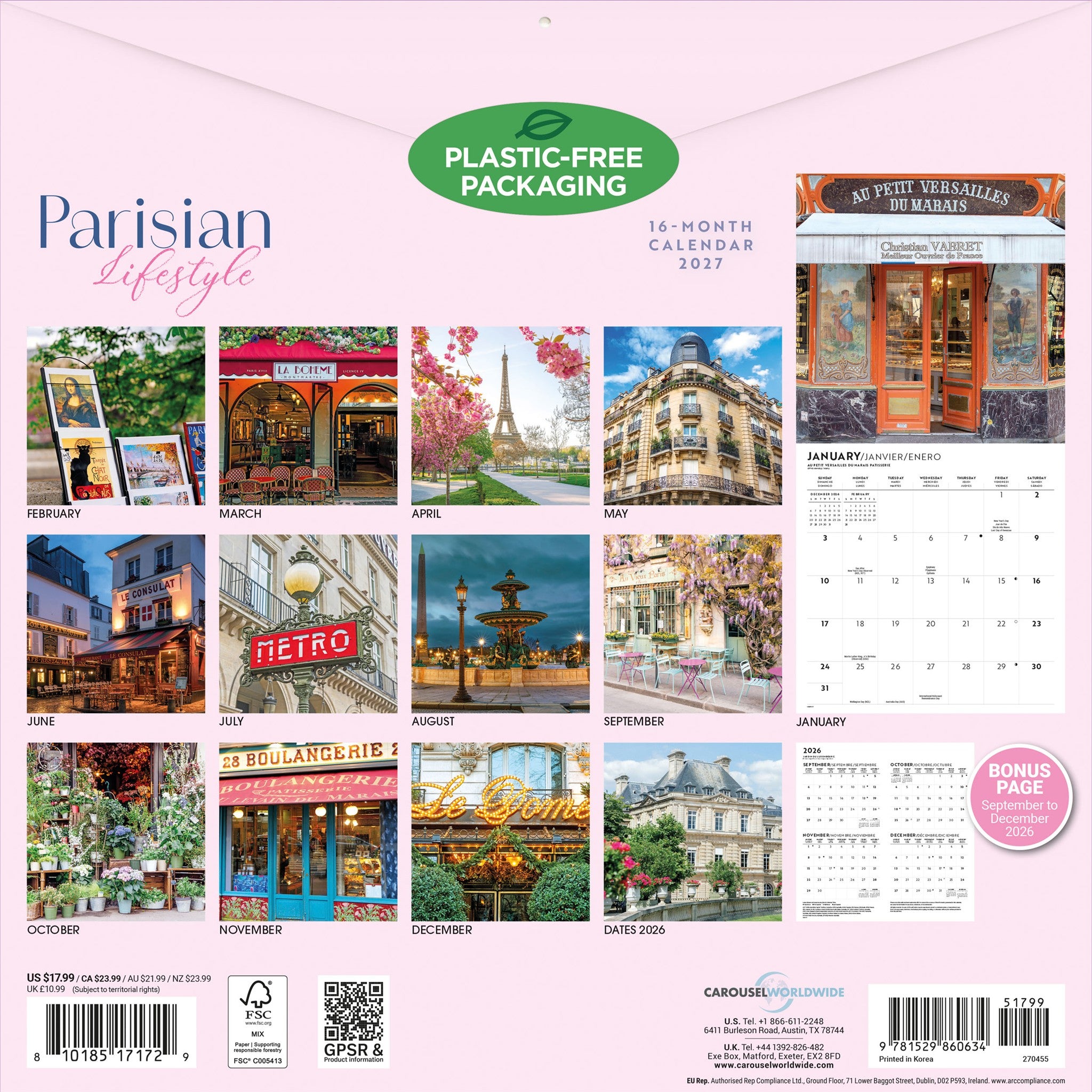 Calendrier mural Le style de vie parisien 2027