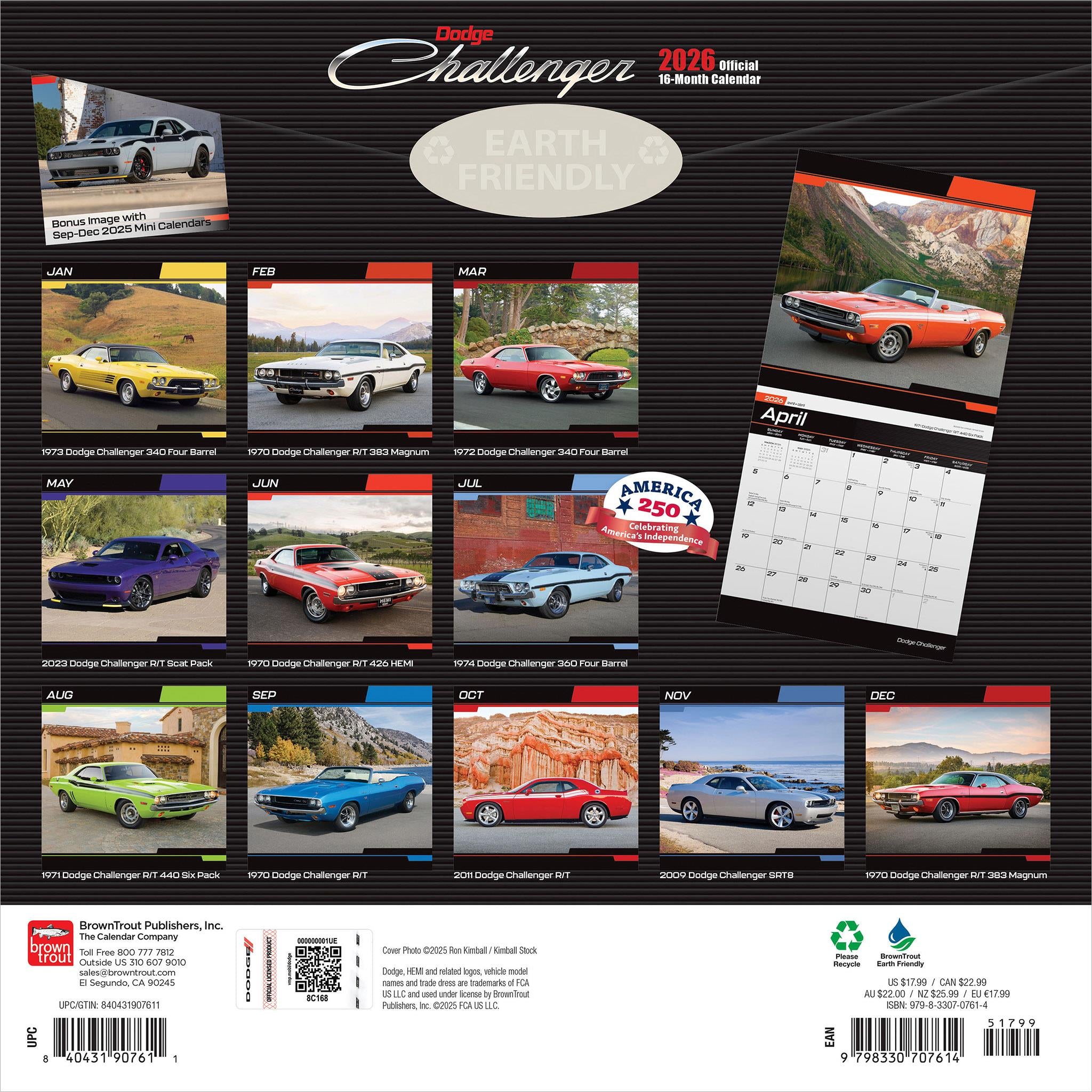 Calendrier mural Dodge Challenger 2026