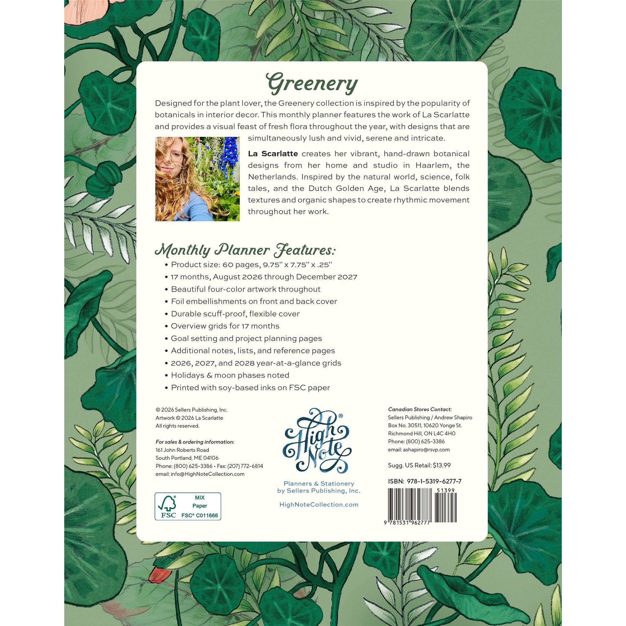 Greenery 2027 Monthly Planner Calendar - Online Only