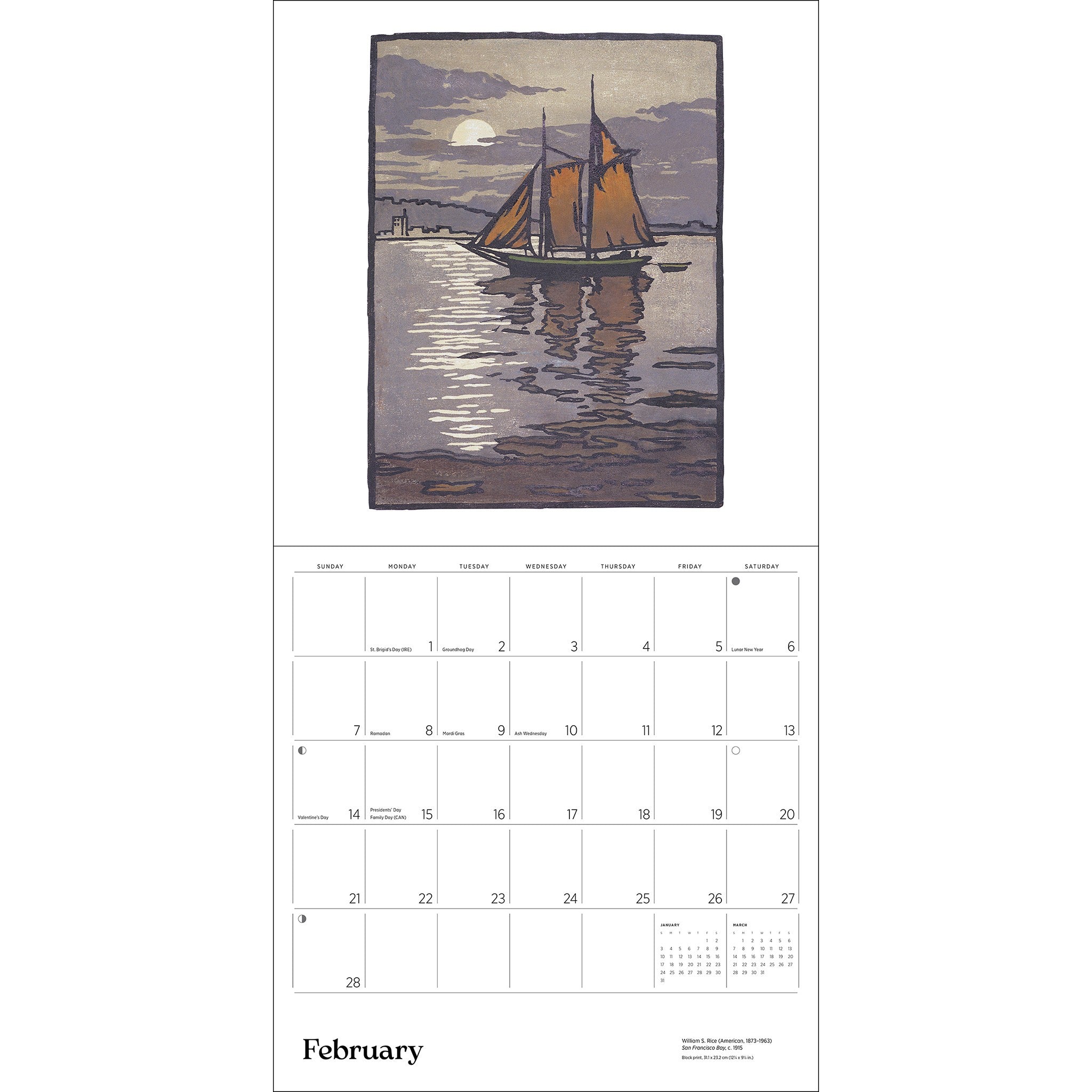 Calendrier mural 2027 Arts and Crafts Block Prints - En ligne seulement