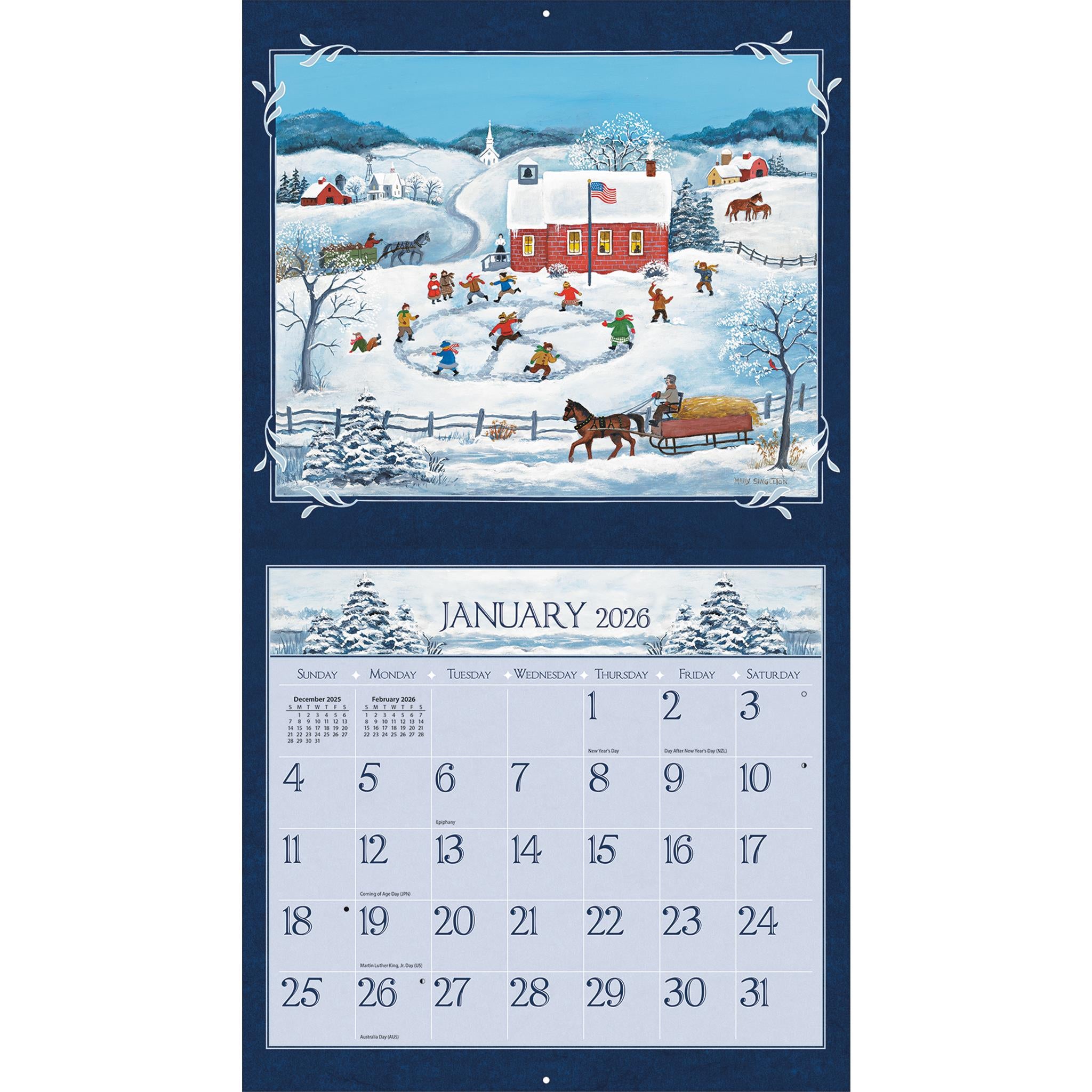 Calendrier mural édition spéciale 2026 de Lang Folk Art avec impression