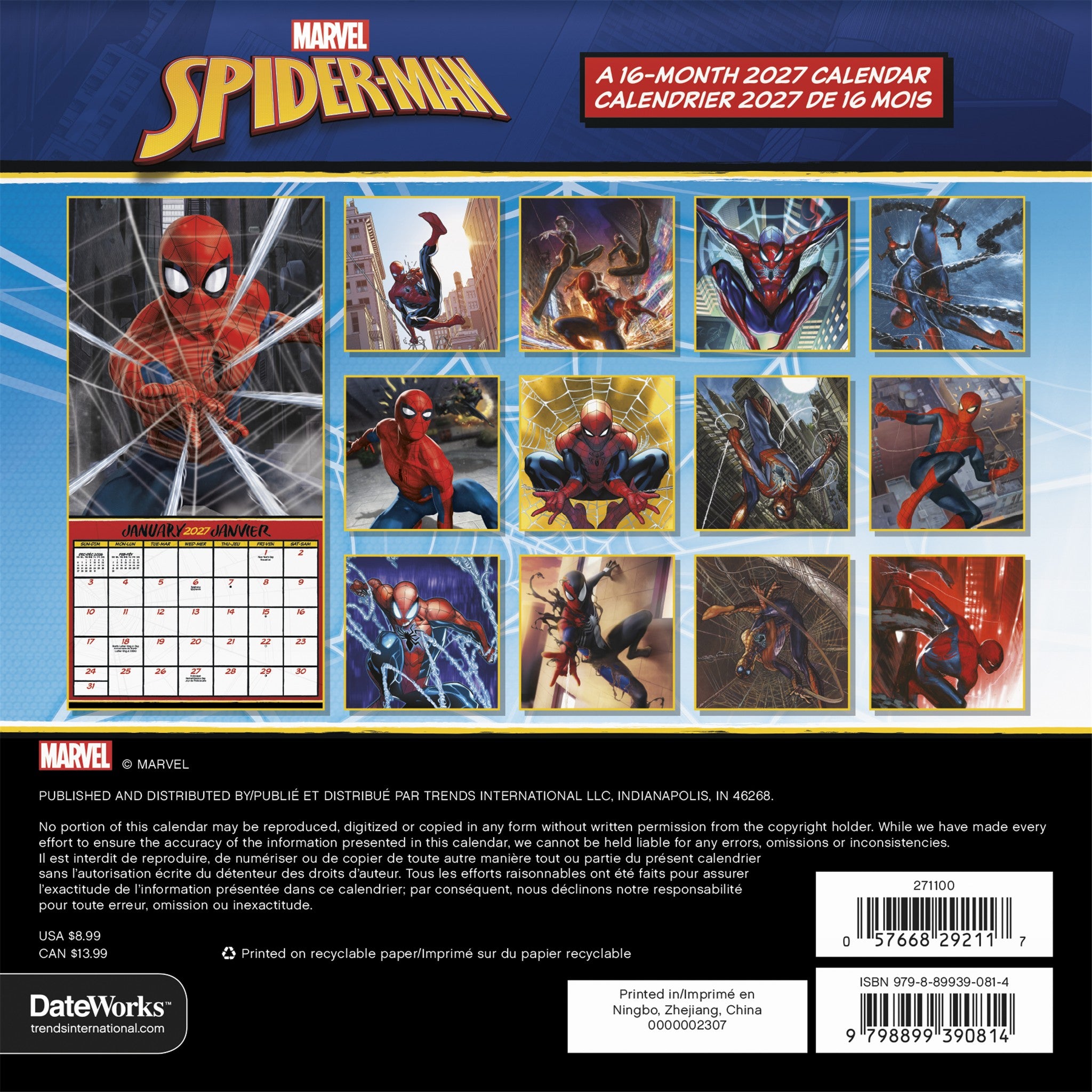 Mini-calendrier Spider-Man 2027
