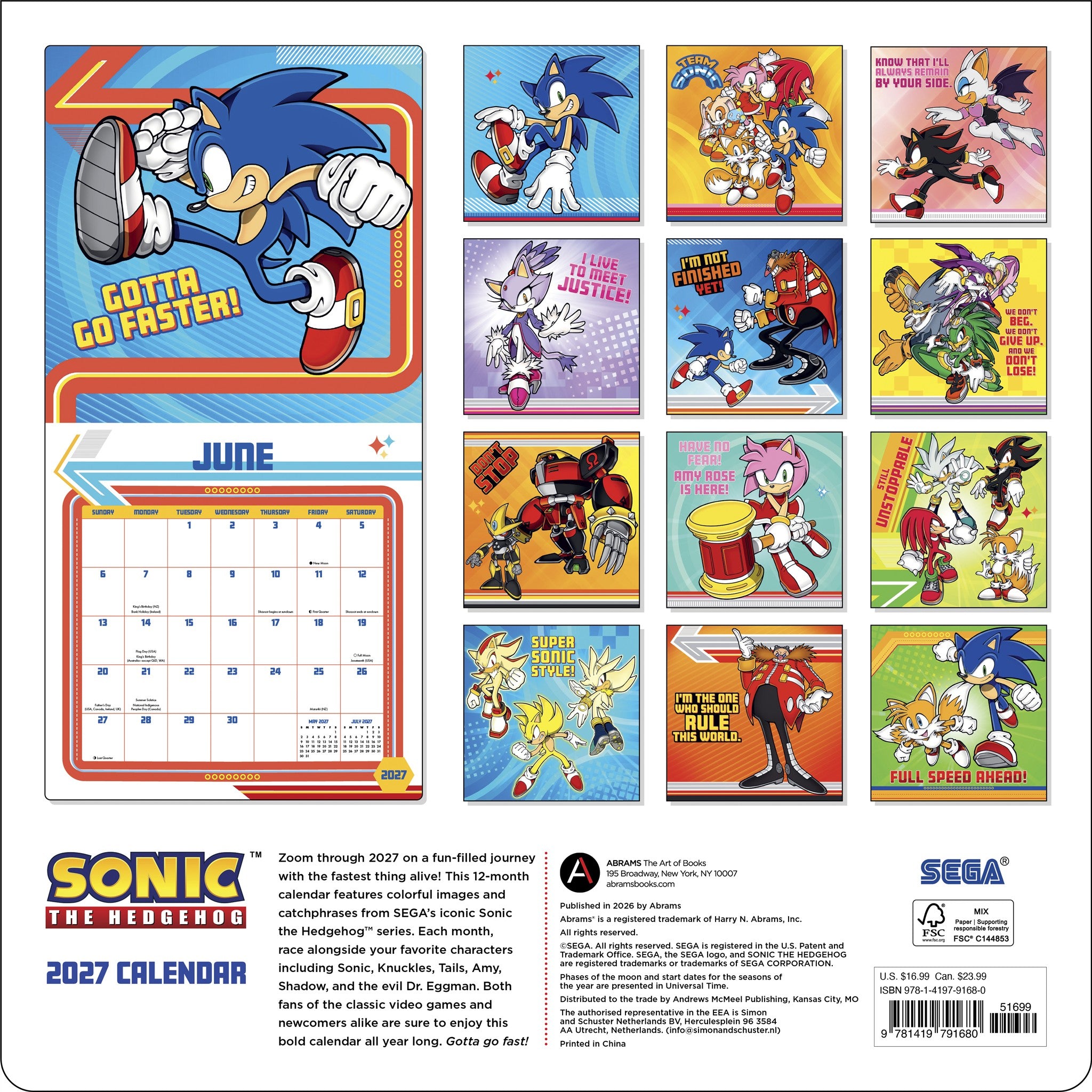 Sonic the Hedgehog 2027 Wall Calendar