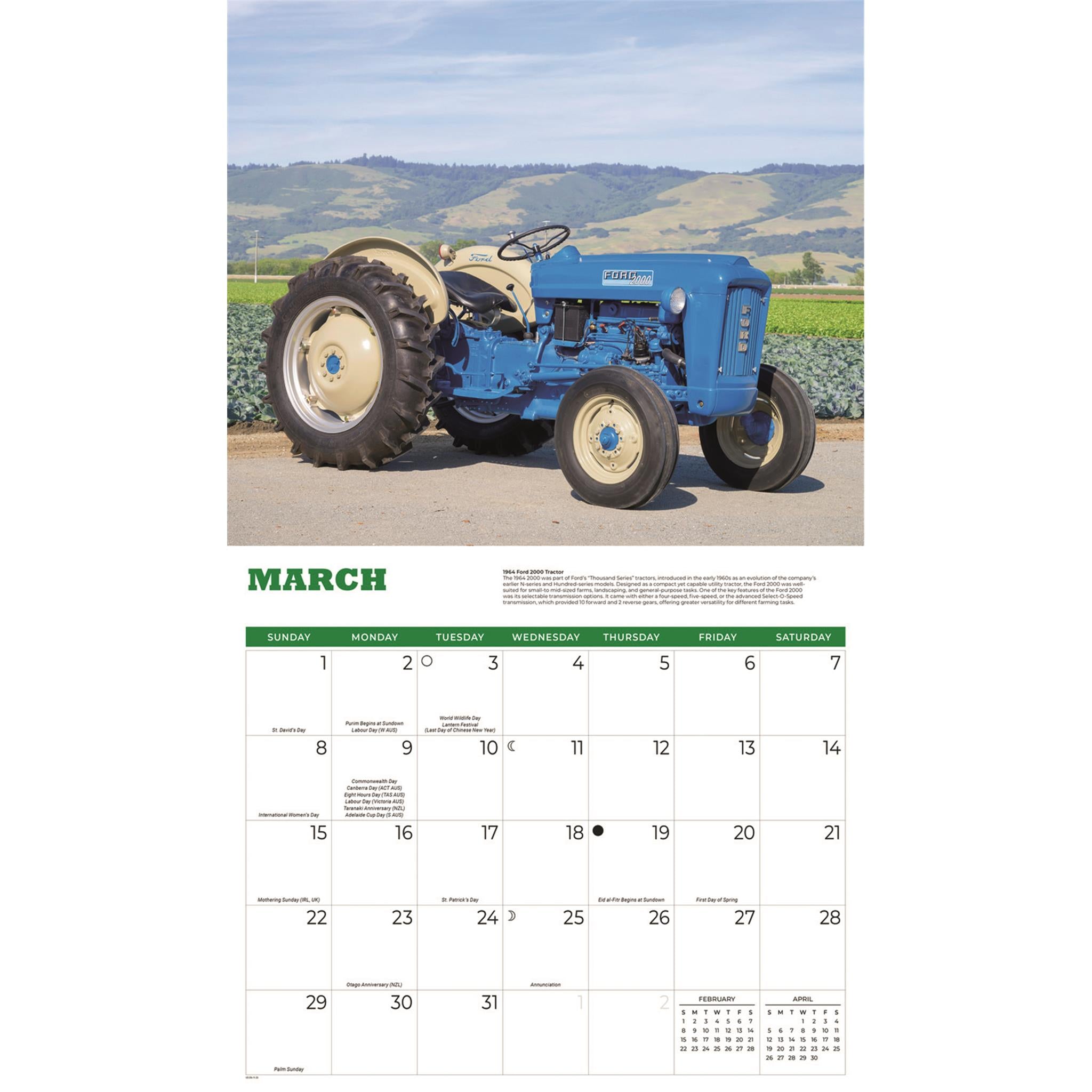 Tractors 2026 Wall Calendar