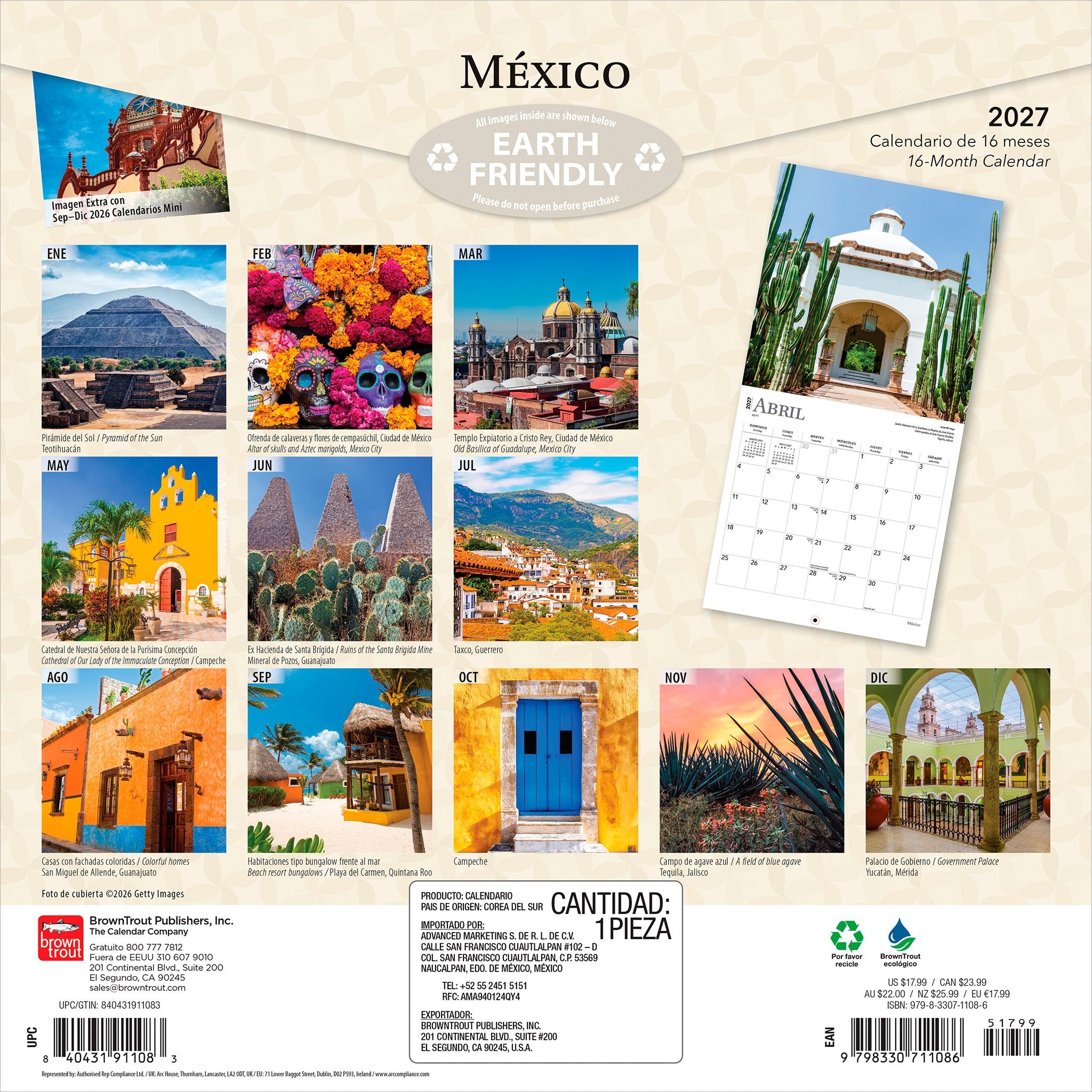 Mexico 2027 Wall Calendar