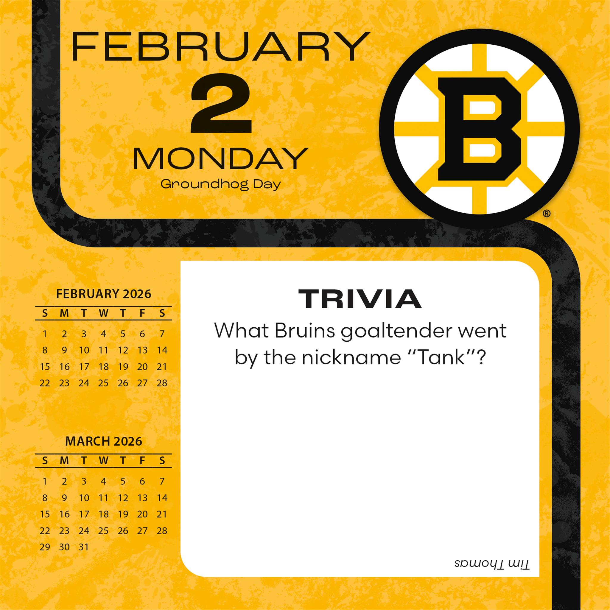 Calendrier des Bruins de Boston de la LNH 2026