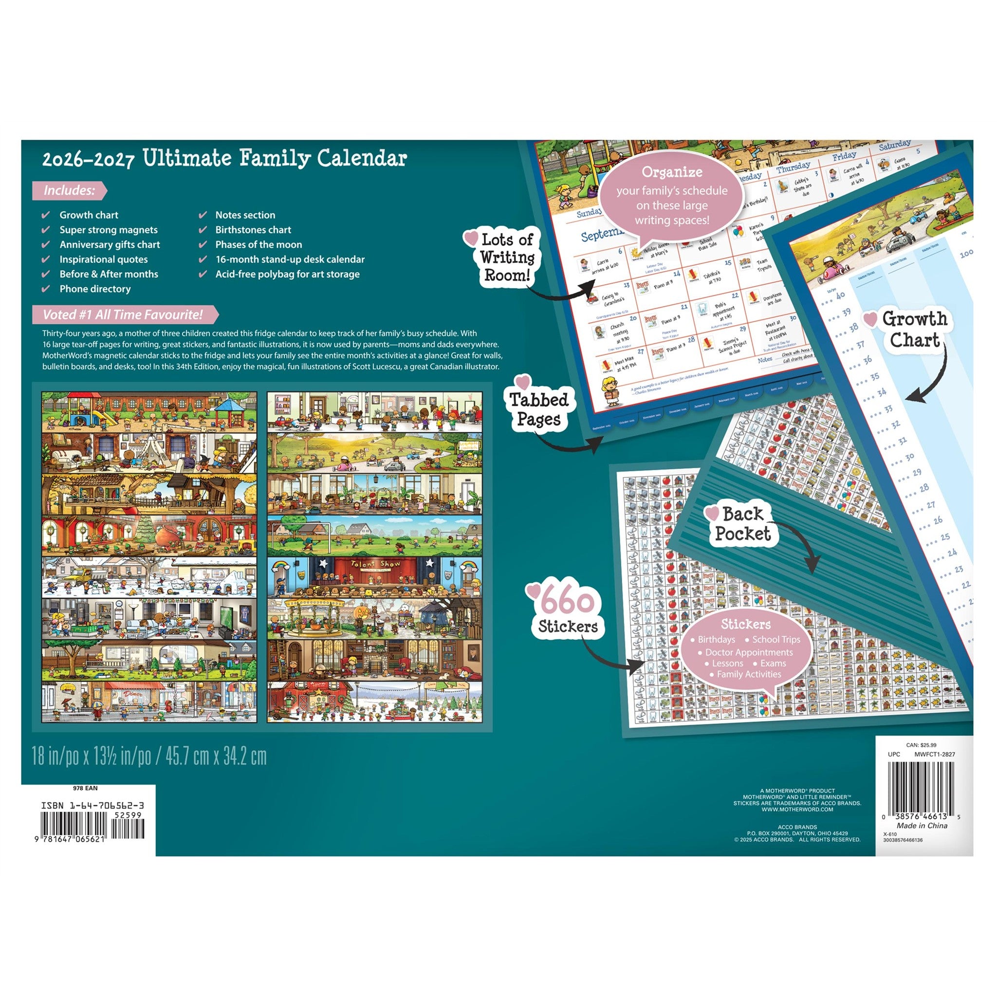 MotherWord Ultimate Family Deluxe 2026-2027 Wall Calendar