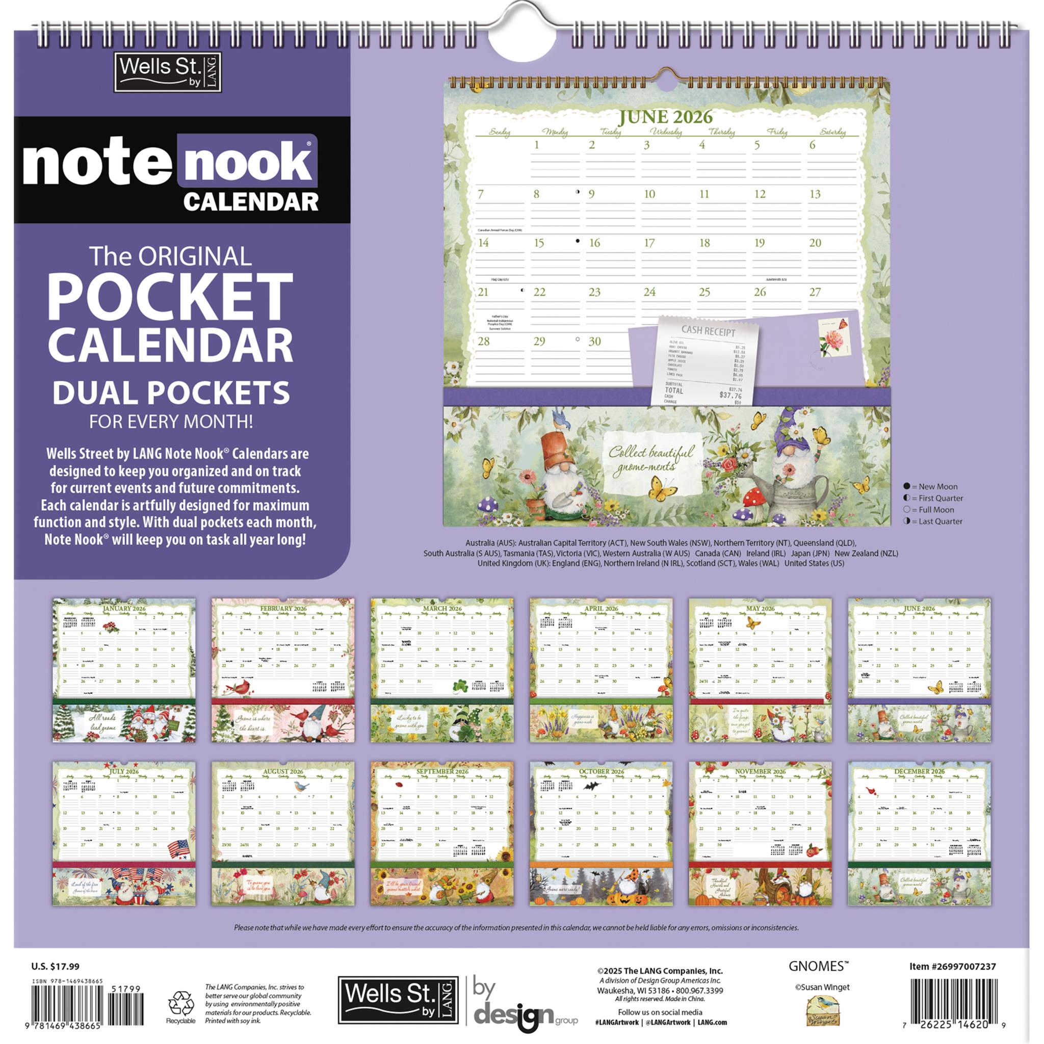 Calendrier mural Gnomes Note Nook 2026